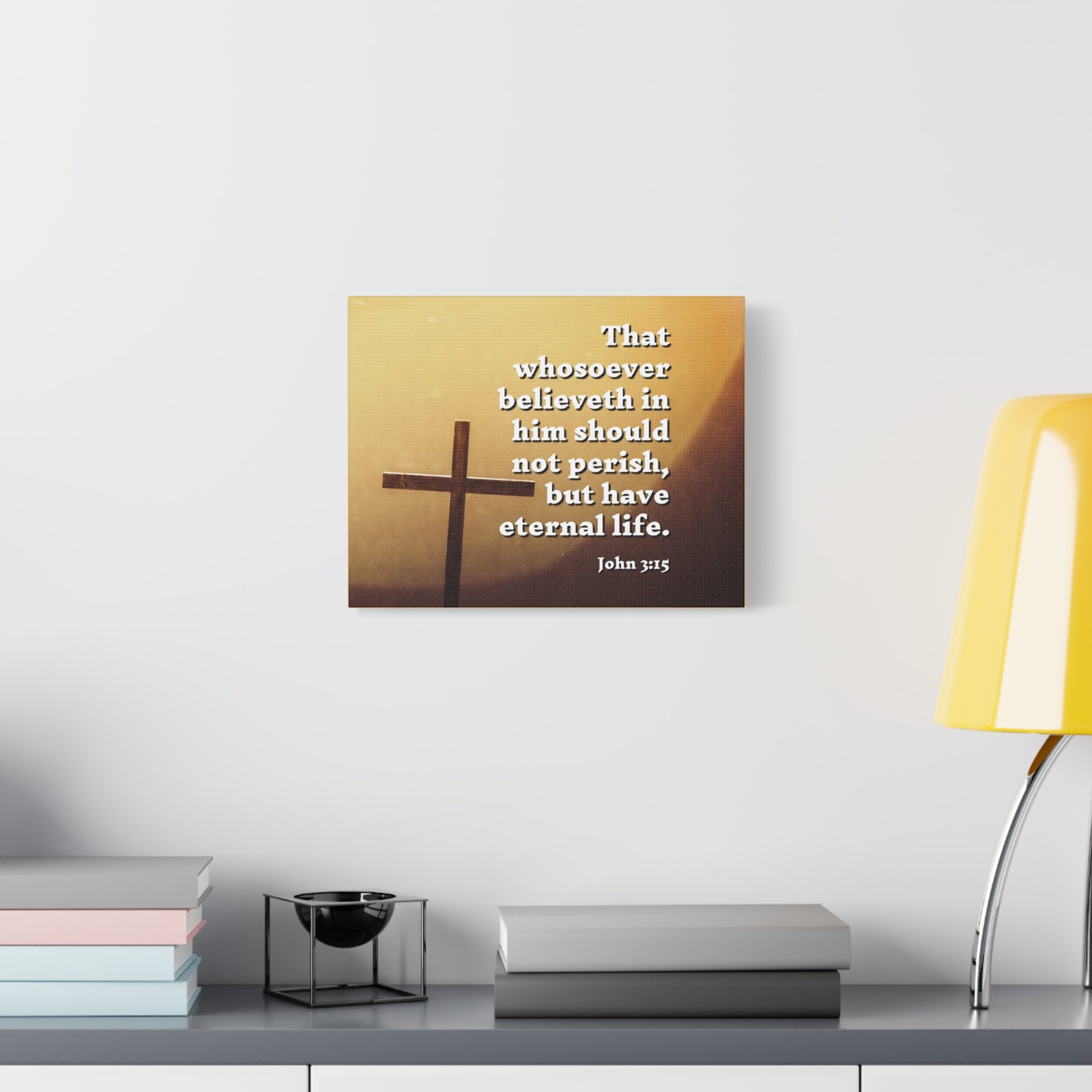 Scripture Canvas Eternal Life John 3:15 Christian Wall Art Bible Verse Print Ready to Hang