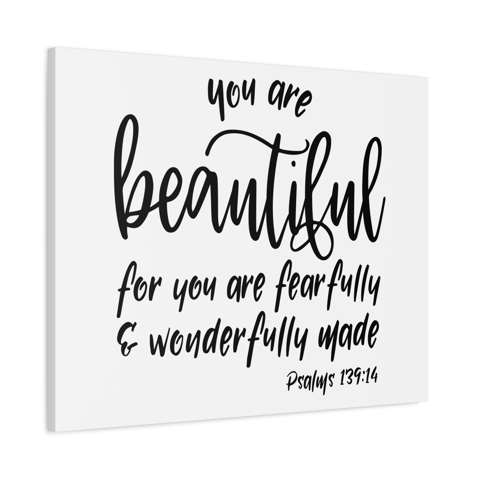 Scripture Canvas You Are Beautiful Psalm 139:14 Christian Wall Art Bible Verse Print Ready to Hang-Express Your Love Gifts