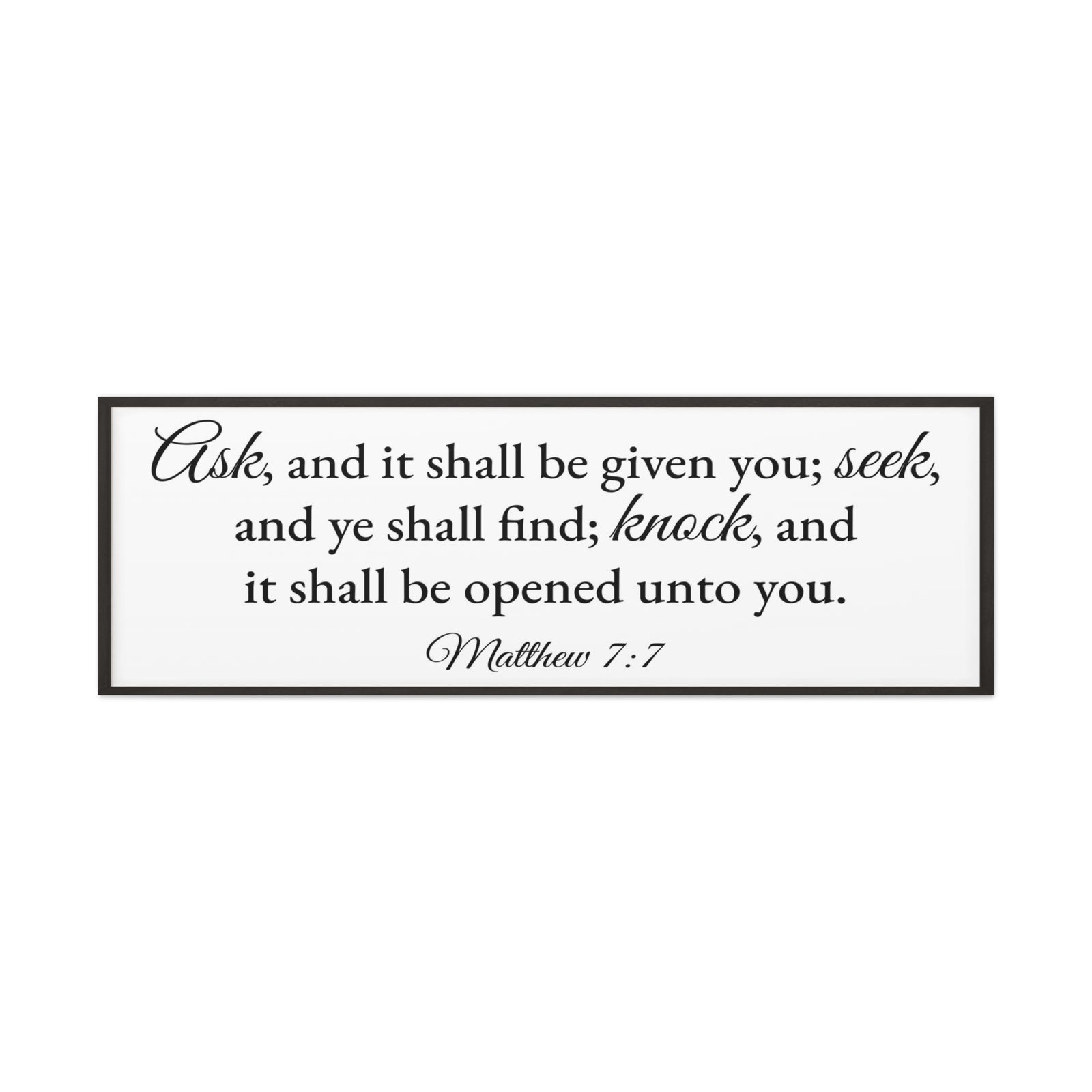 Scripture Walls Matthew 7:7 White Bible Verse Canvas Christian Wall Art Ready to Hang Unframed-Express Your Love Gifts