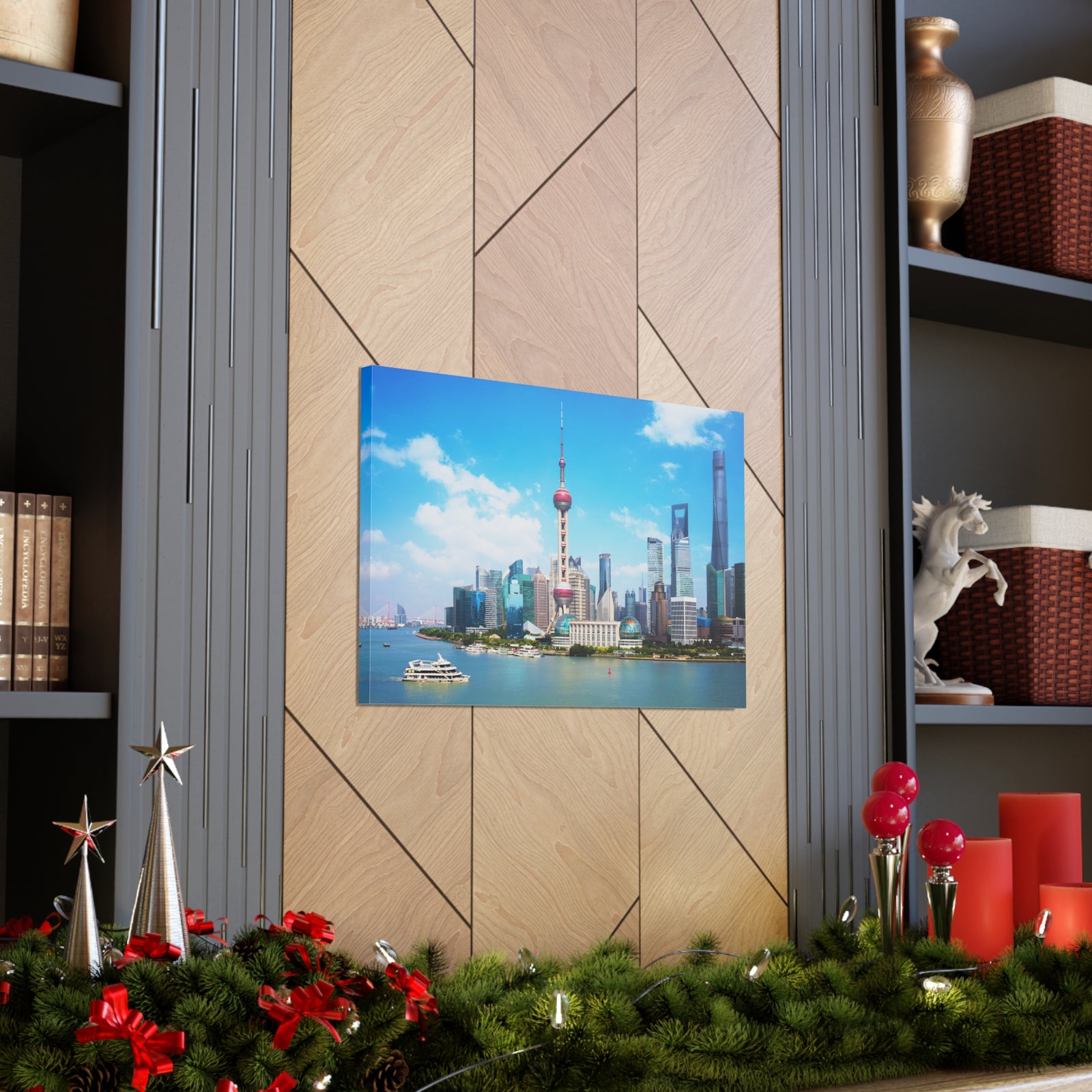 Shanghai Daytime Skyline Canvas Artwork High-Quality Breathtaking Stunning Cityscape for Home Decor Ready to Hang-Express Your Love Gifts
