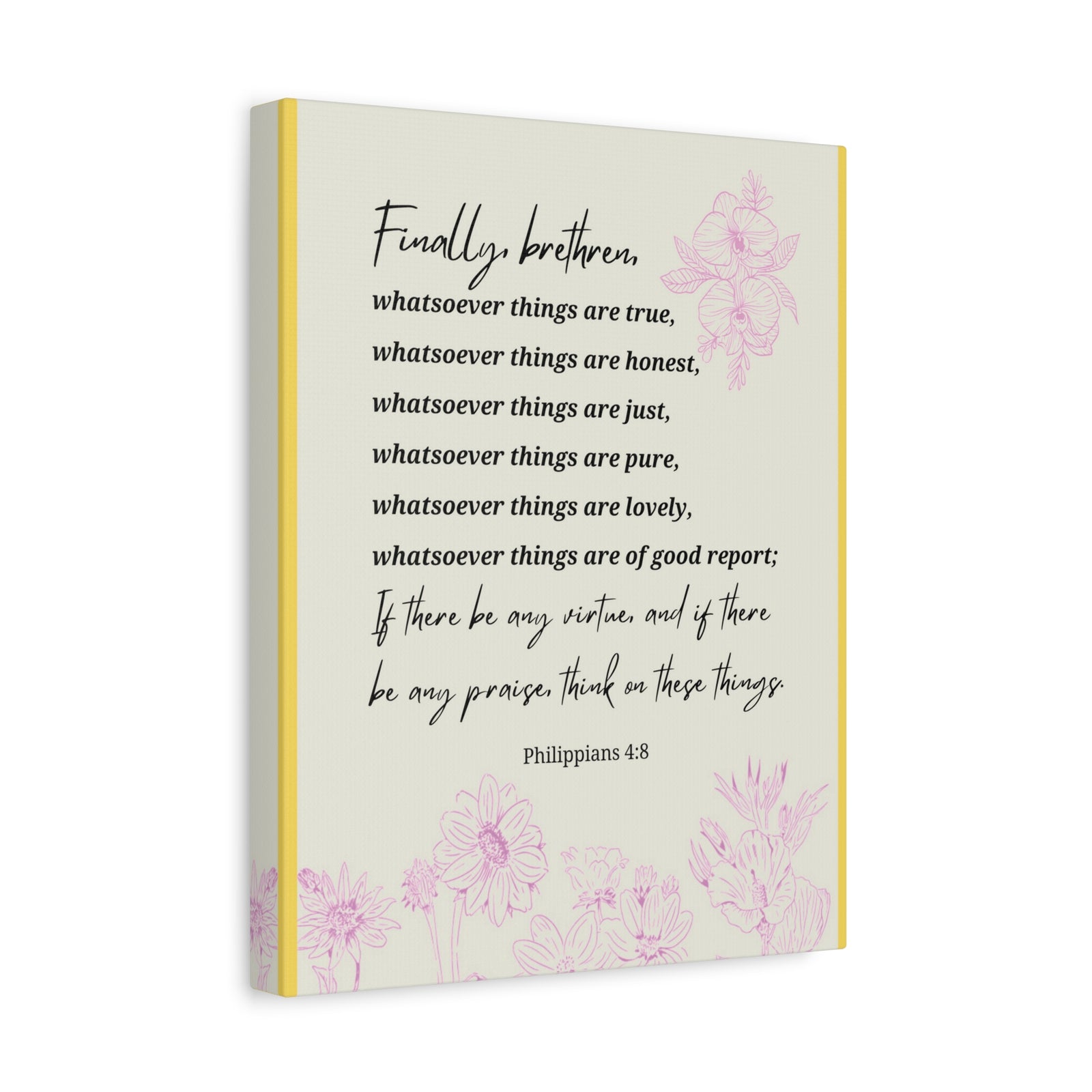 Scripture Canvas Whatsoever Things Are Philippians 4:8 Christian Wall Art Bible Verse Print Ready to Hang-Express Your Love Gifts