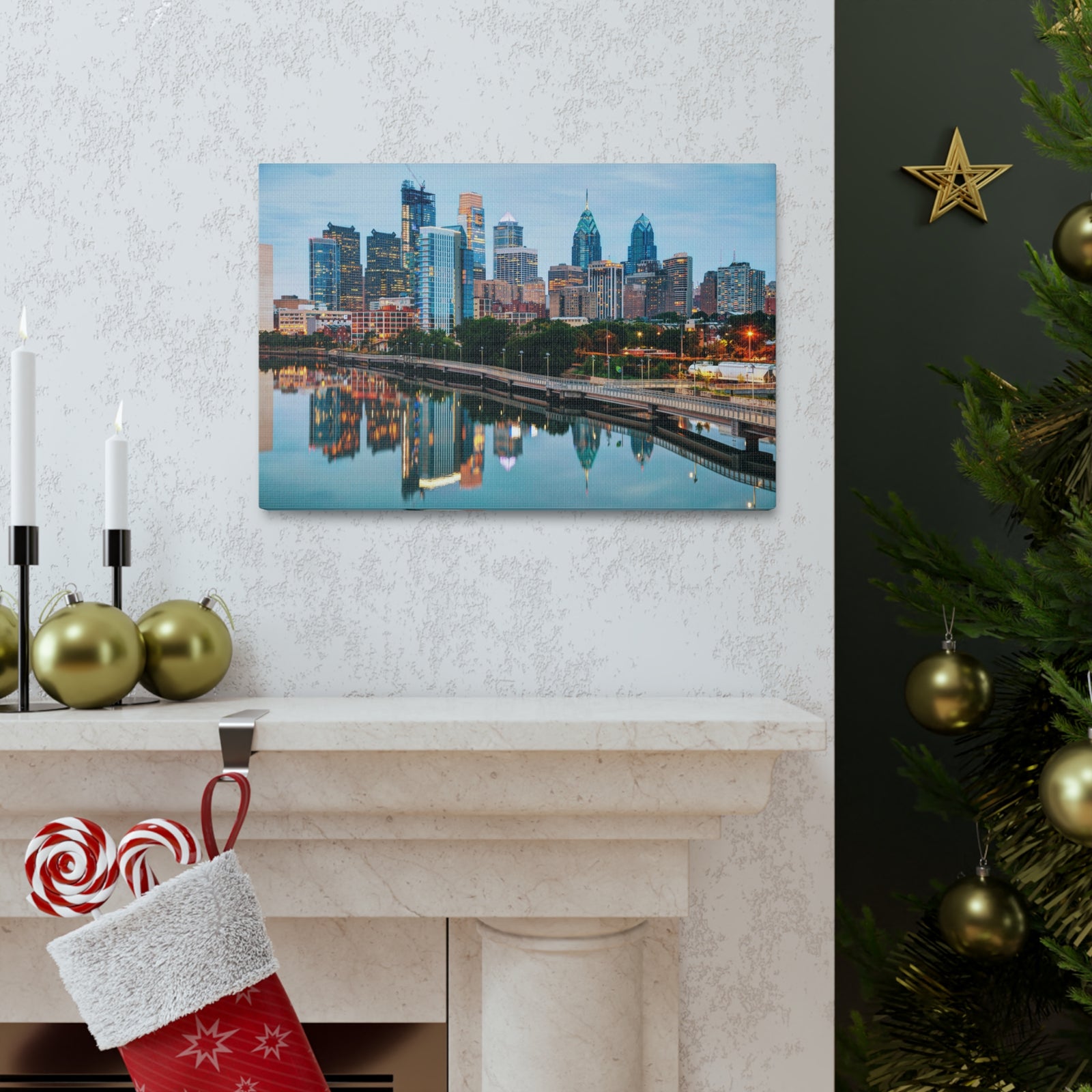 Philadelphia Daytime Skyline Canvas Artwork High-Quality Breathtaking Stunning Cityscape for Home Decor Ready to Hang-Express Your Love Gifts