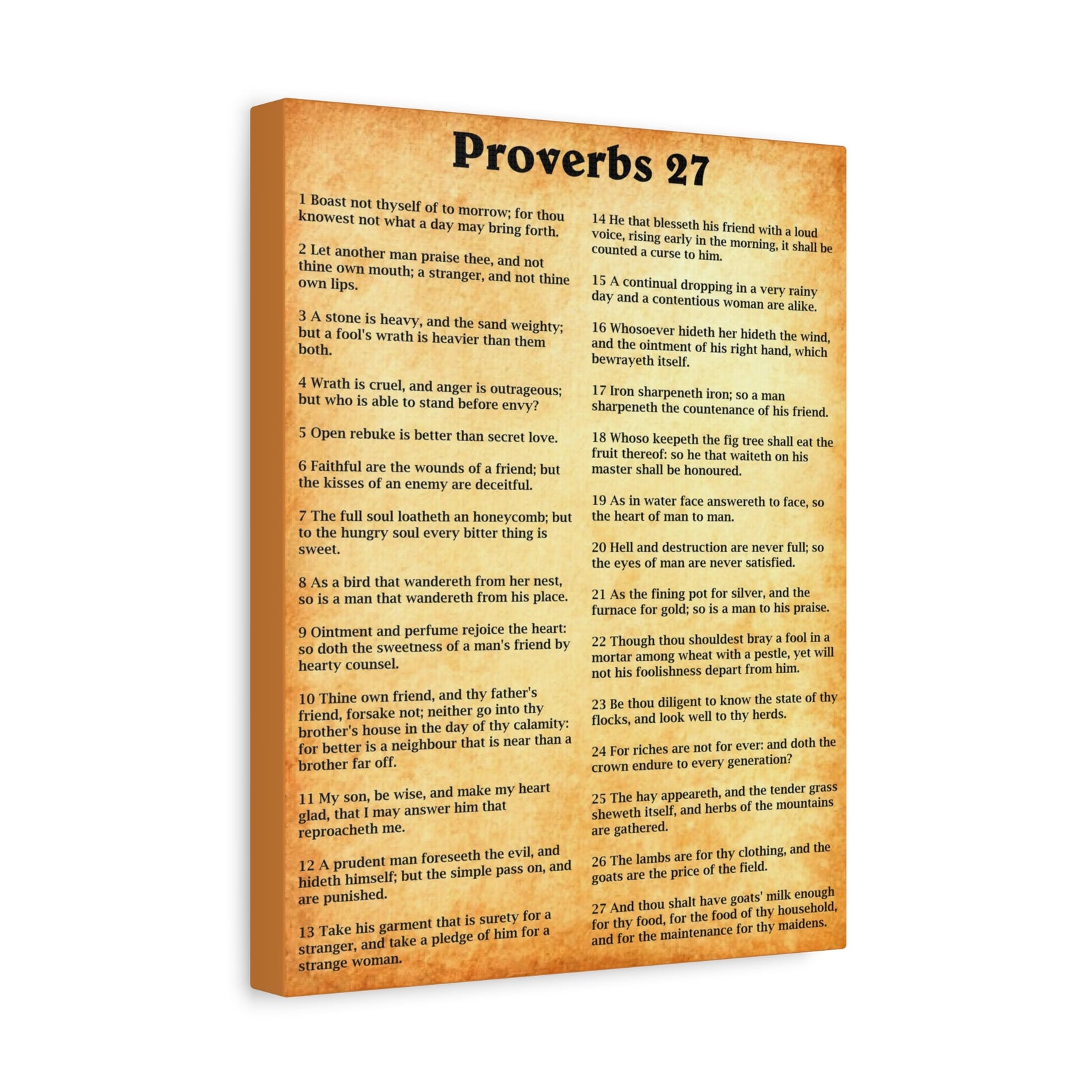 Scripture Walls Proverbs Chapter 27 Gold Bible Canvas Christian Wall Art Ready to Hang Unframed-Express Your Love Gifts