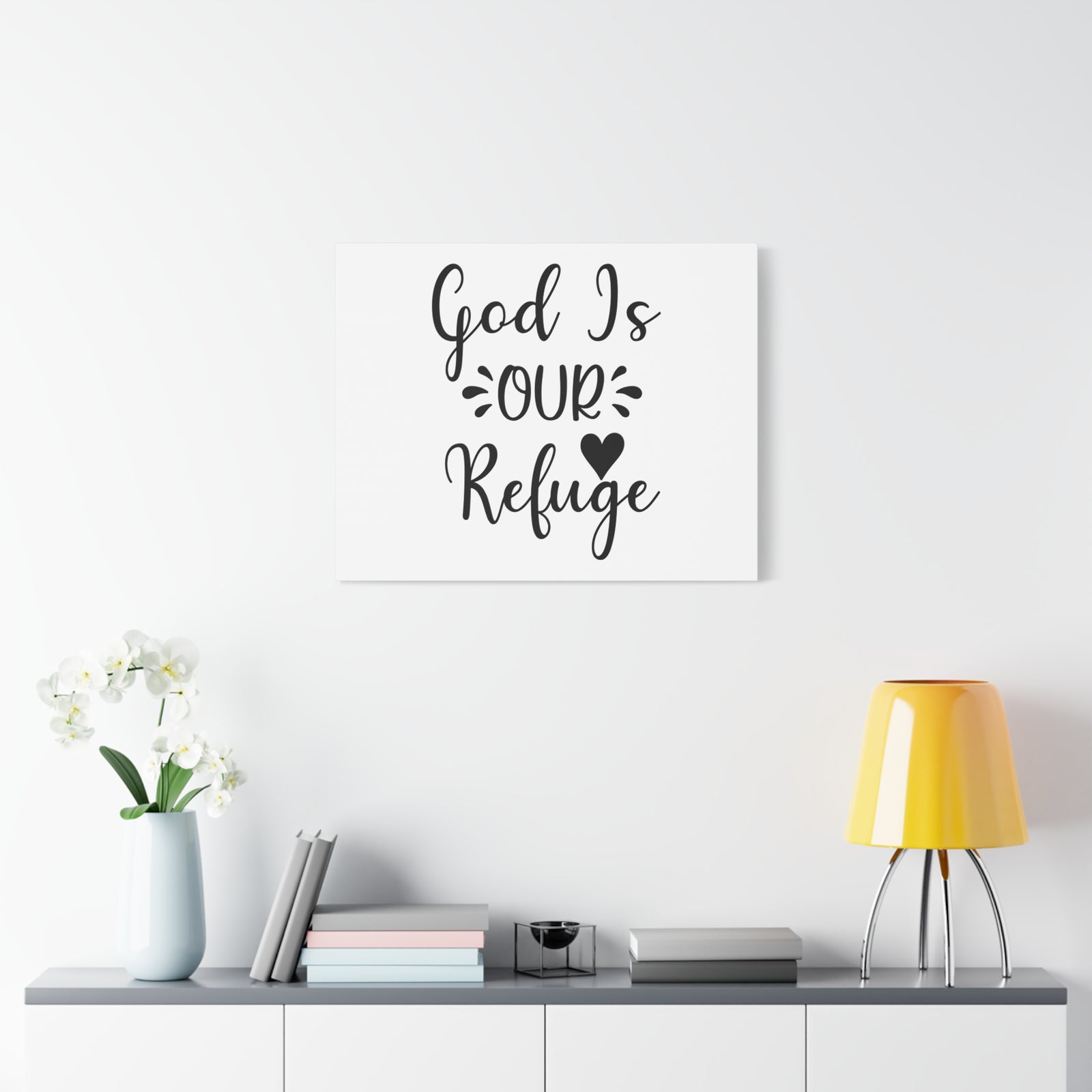 Scripture Canvas God Is Our Refuge Psalm 46:1 Heart Christian Wall Art Bible Verse Print Ready to Hang-Express Your Love Gifts