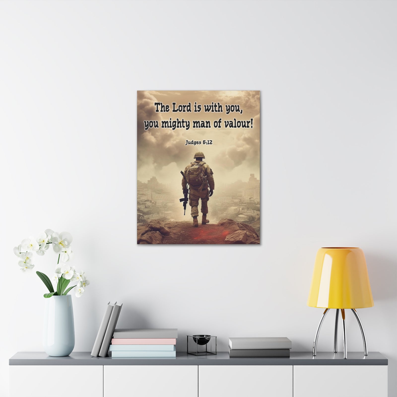 Scripture Walls Divine Valor: A Soldier's Journey Judges 6:12 Christian Wall Art Print Ready to Hang Unframed-Express Your Love Gifts