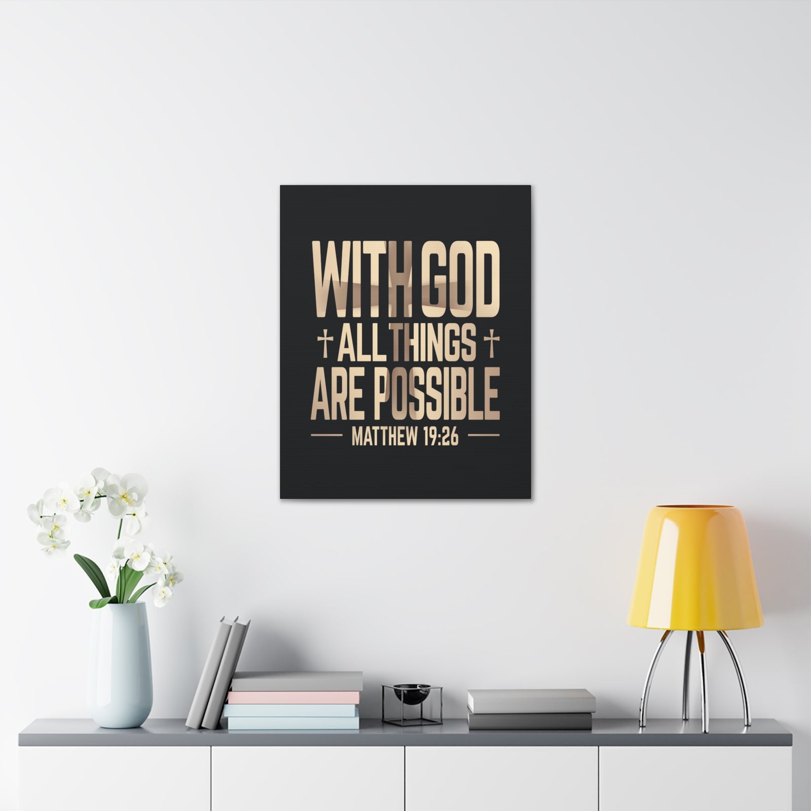 Scripture Walls Matthew 19:26 All Things Possible Bible Verse Canvas Christian Wall Art Ready to Hang Unframed-Express Your Love Gifts