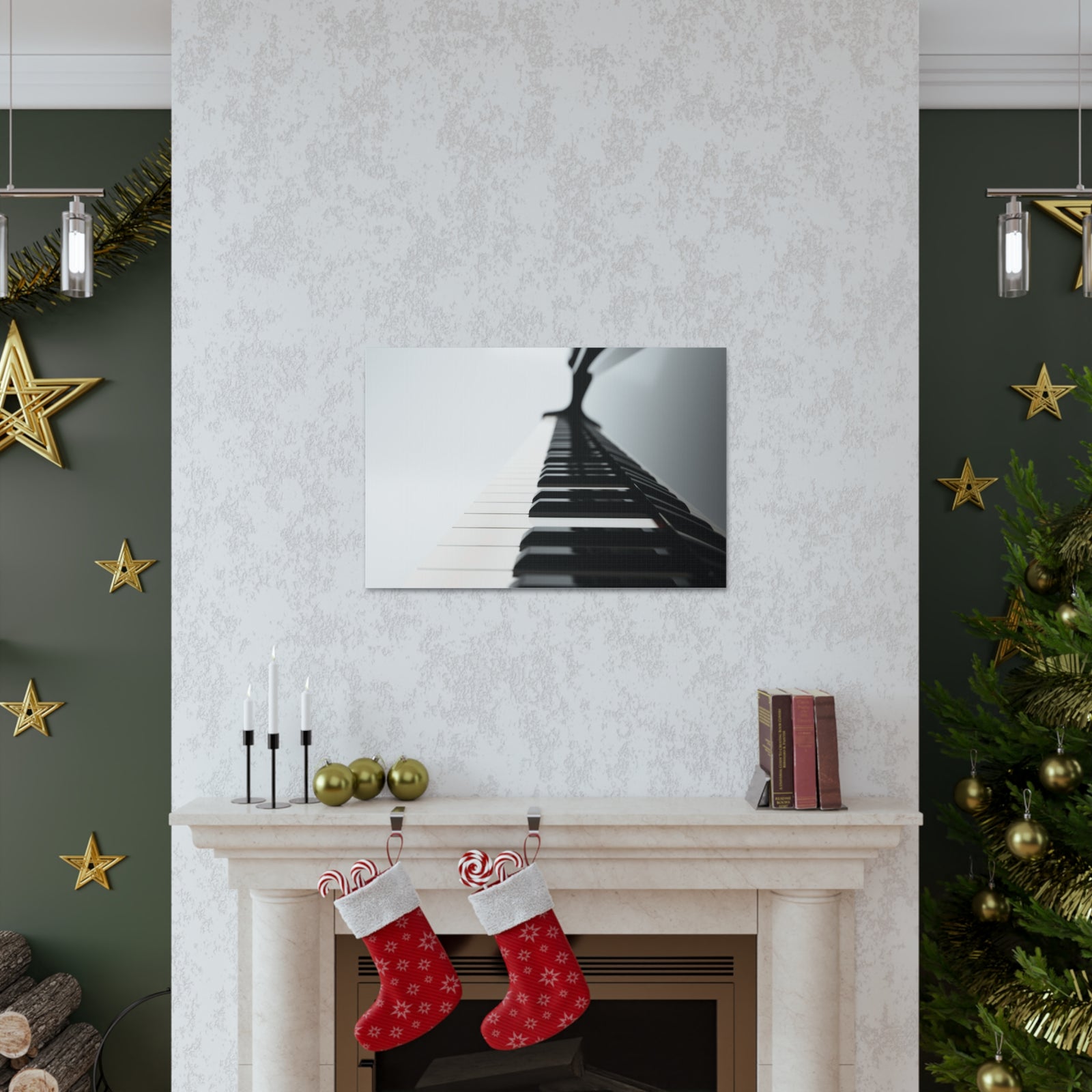 Piano Black And White Music Lover's Delight Piano Keyboard Canvas Wall Art for Home Decor Ready-to-Hang-Express Your Love Gifts