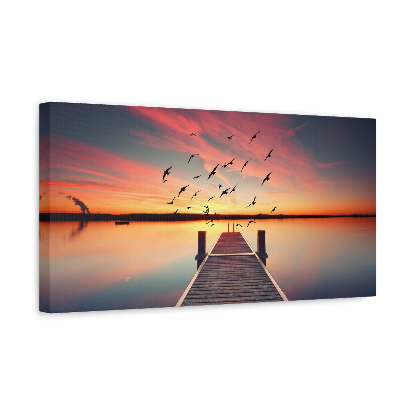 Evening Beach Pier Nature Wilderness Photography Canvas Wall Art for Home Decor Ready-to-Hang-Express Your Love Gifts