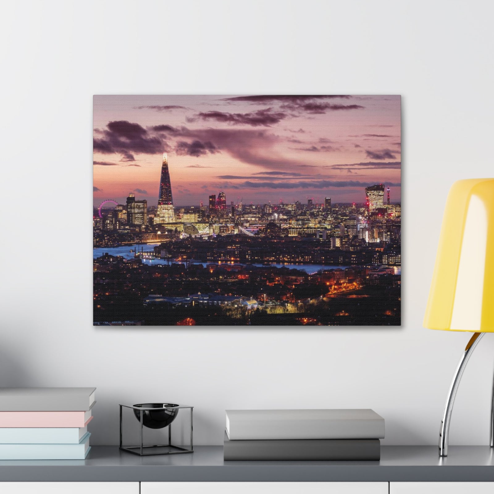 London Night Skyline Canvas Artwork High-Quality Breathtaking Stunning Cityscape for Home Decor Ready to Hang-Express Your Love Gifts