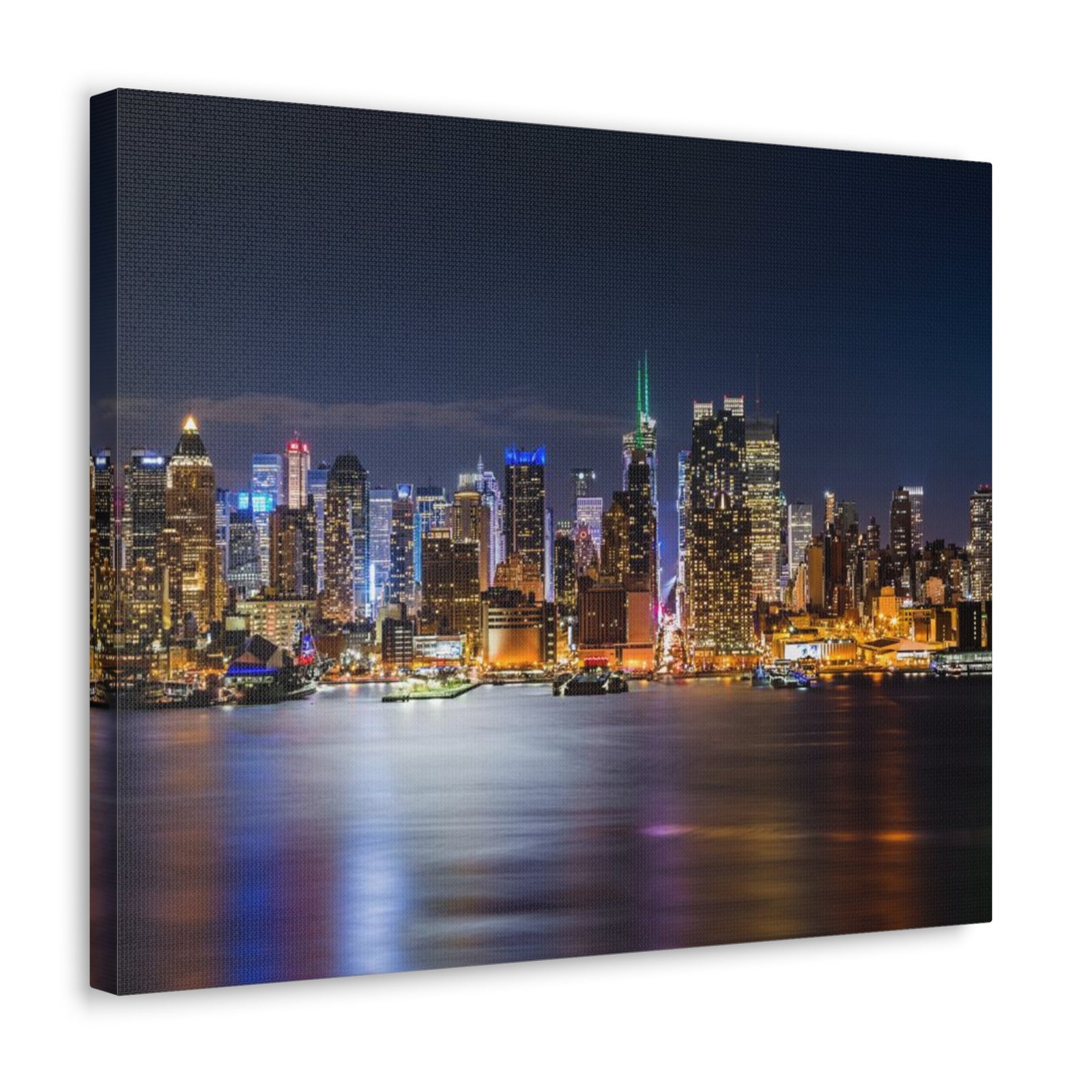 New York Night Skyline Canvas Artwork High-Quality Breathtaking Stunning Cityscape for Home Decor Ready to Hang-Express Your Love Gifts