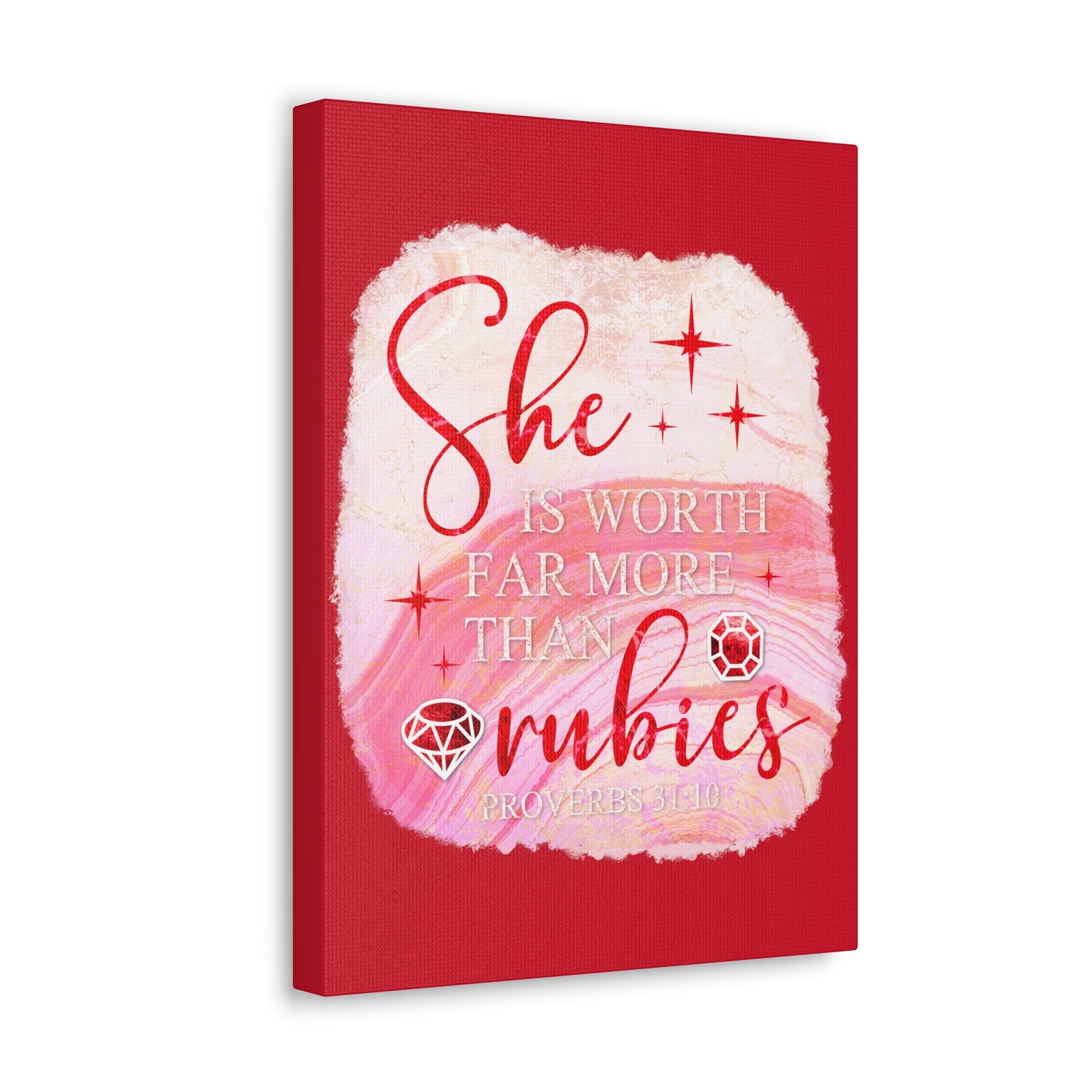 Scripture Walls Proverbs 31:10 Rubies Bible Verse Canvas Christian Wall Art Ready to Hang Unframed-Express Your Love Gifts