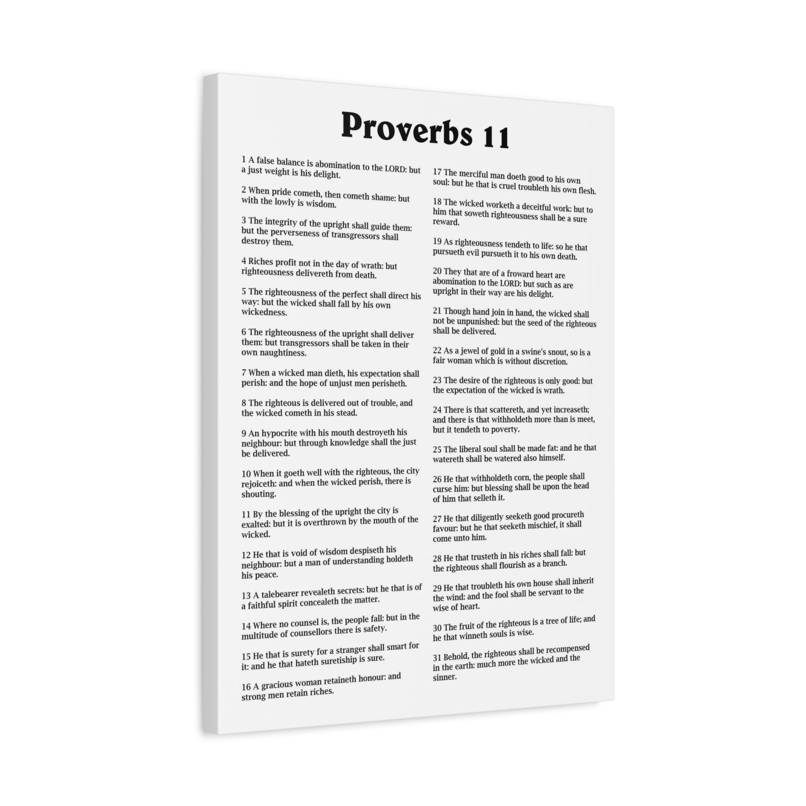 Scripture Walls Proverbs Chapter 11 White Bible Canvas Christian Wall Art Ready to Hang Unframed-Express Your Love Gifts
