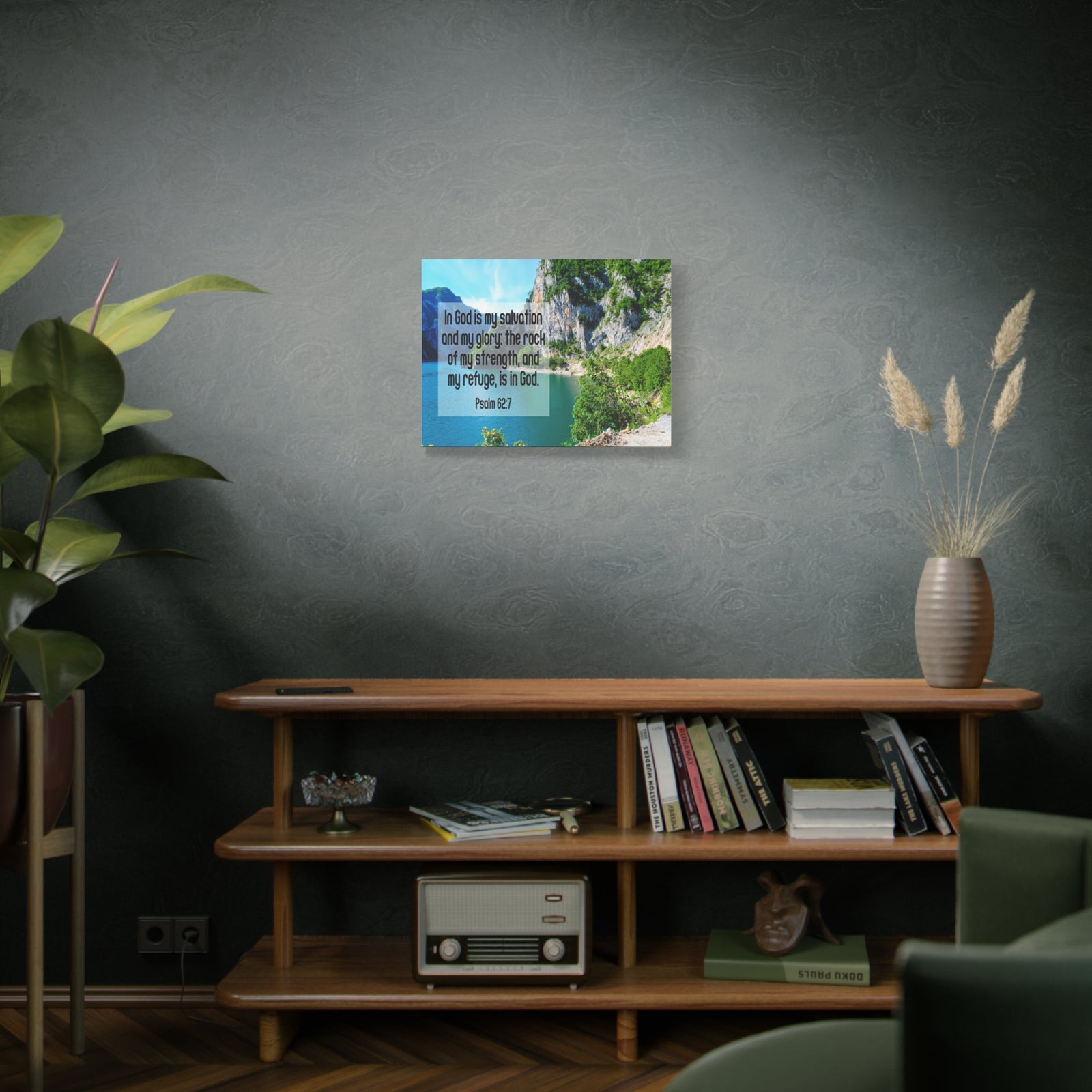 Scripture Canvas In God is My Salvation Psalm 62:7 Christian Wall Art Bible Verse Print Ready to Hang-Express Your Love Gifts