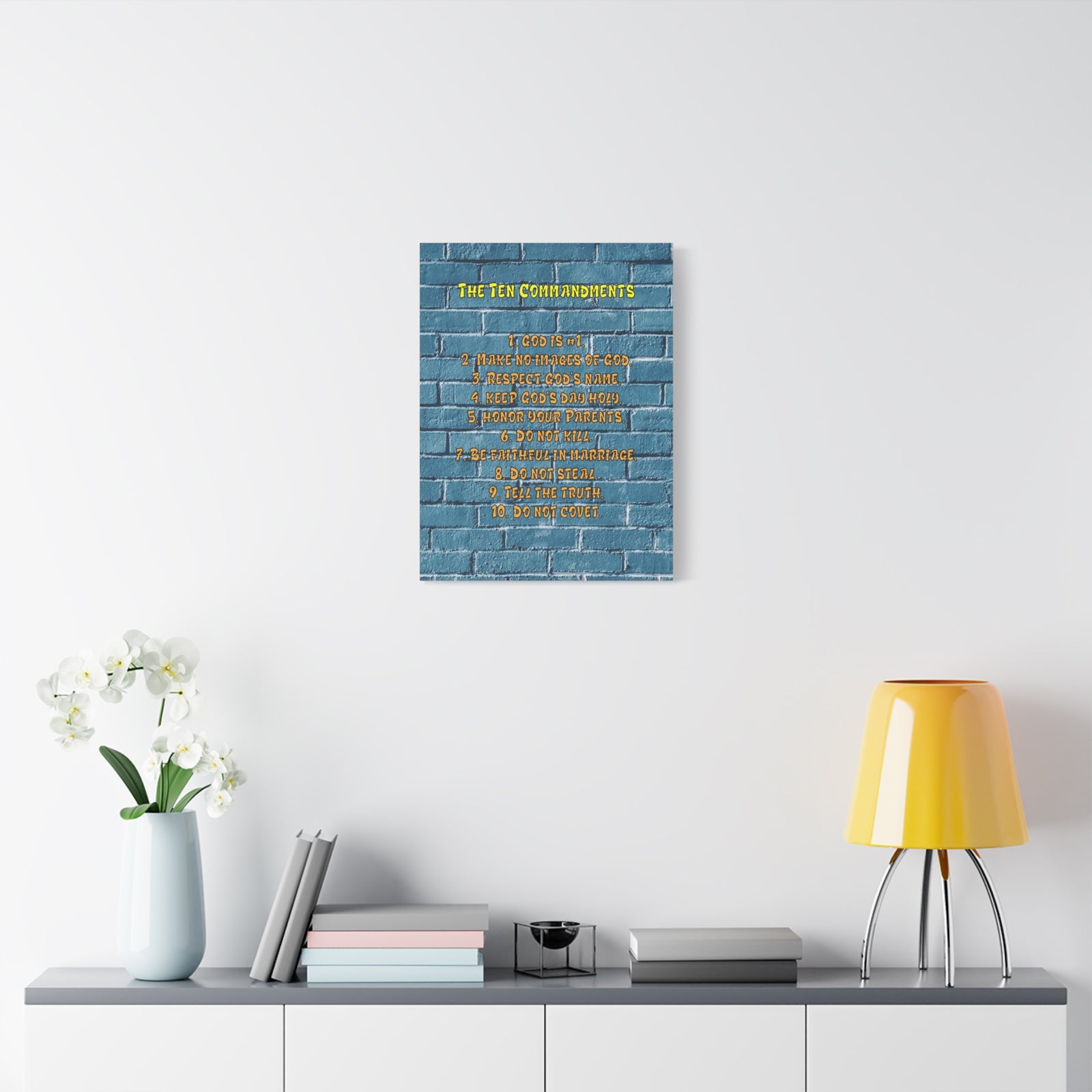 Scripture Canvas 10 Commandments For Kids Brick Wall Christian Wall Art Print Ready to Hang-Express Your Love Gifts