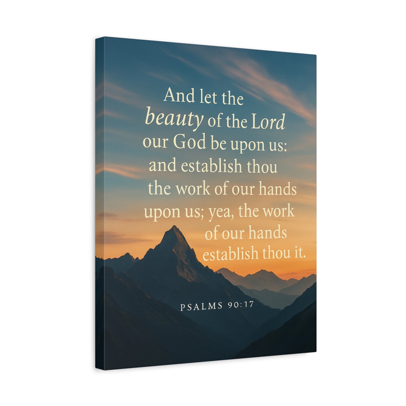Bible Verse Canvas Psalms 90:17 Christian Home Décor Wall Art Scripture Ready to Hang Faith Print-Express Your Love Gifts