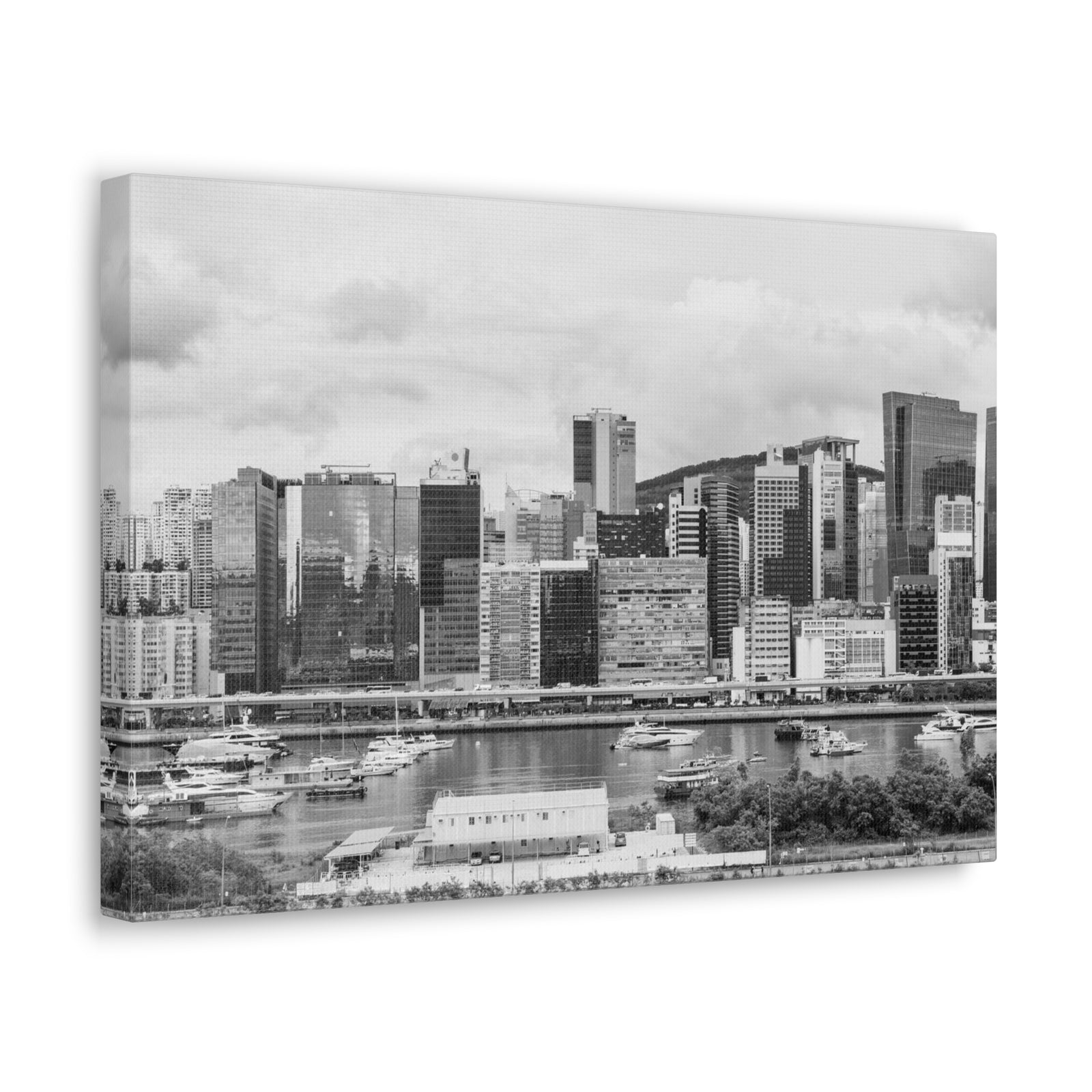 Hong Kong Black And White Skyline Canvas Artwork High-Quality Breathtaking Stunning Cityscape for Home Decor Ready to Hang-Express Your Love Gifts