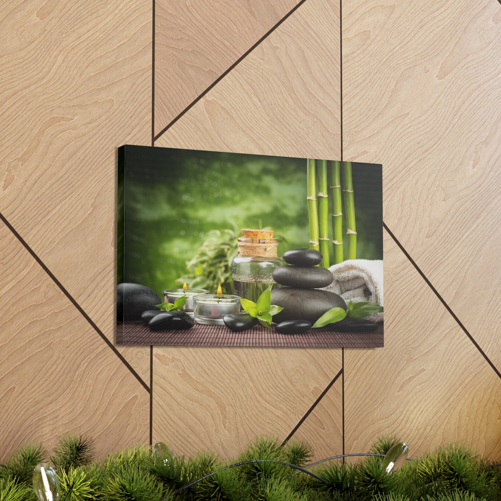 Massage Oil and Stones Forest Floral Nature Photography Canvas Wall Art for Home Decor Ready-to-Hang-Express Your Love Gifts