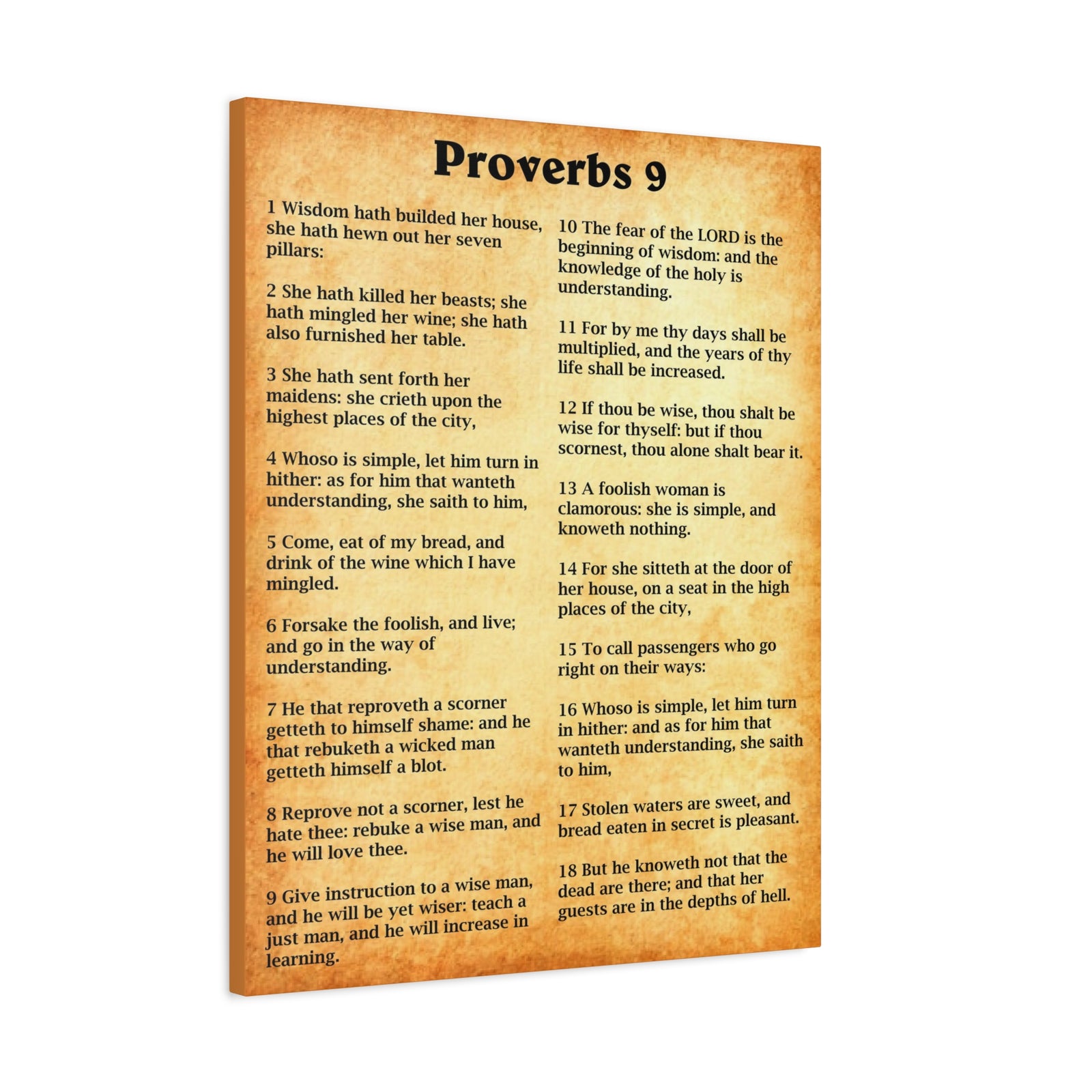 Scripture Walls Proverbs Chapter 9 Gold Bible Canvas Christian Wall Art Ready to Hang Unframed-Express Your Love Gifts