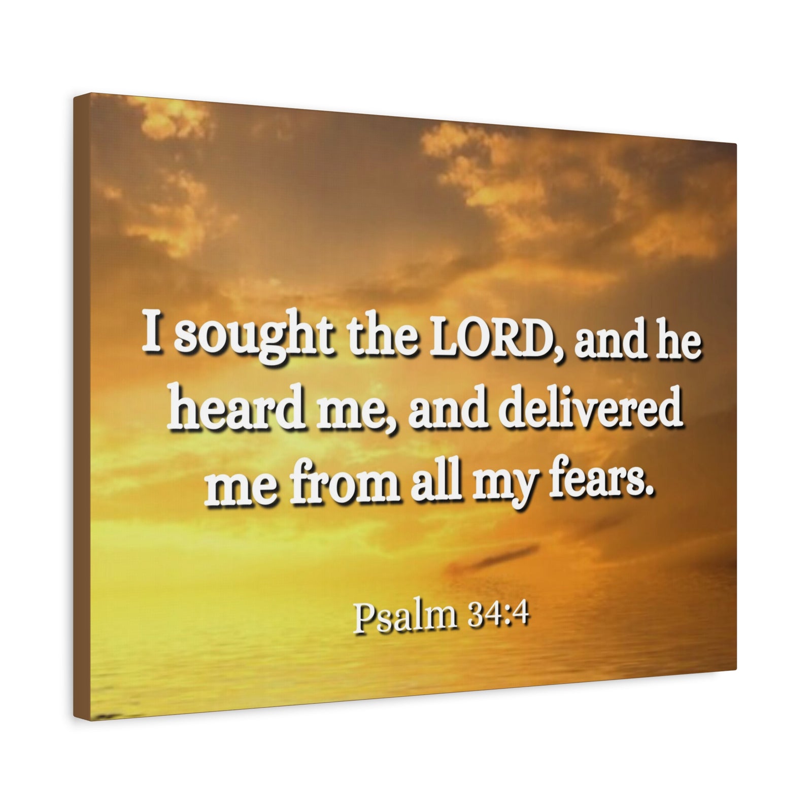 Scripture Canvas All My Fears Psalms 34:4 Christian Wall Art Bible Verse Print Ready to Hang-Express Your Love Gifts