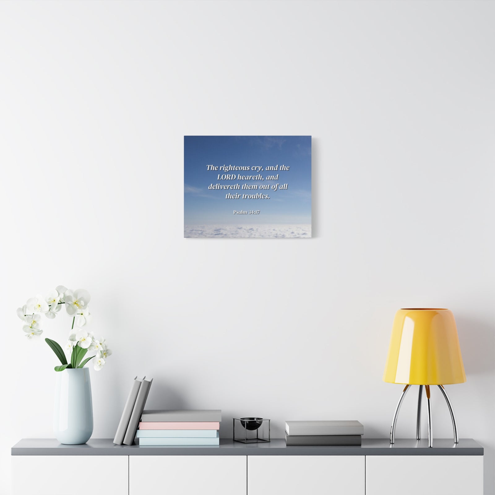 Scripture Canvas The Righteous Cry Psalm 34:17 Christian Wall Art Bible Verse Print Ready to Hang-Express Your Love Gifts