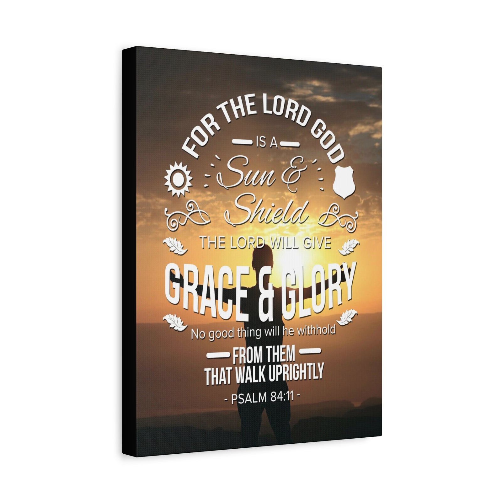 Scripture Canvas Grace And Glory Psalm 84:11 Christian Wall Art Bible Verse Print Ready to Hang-Express Your Love Gifts