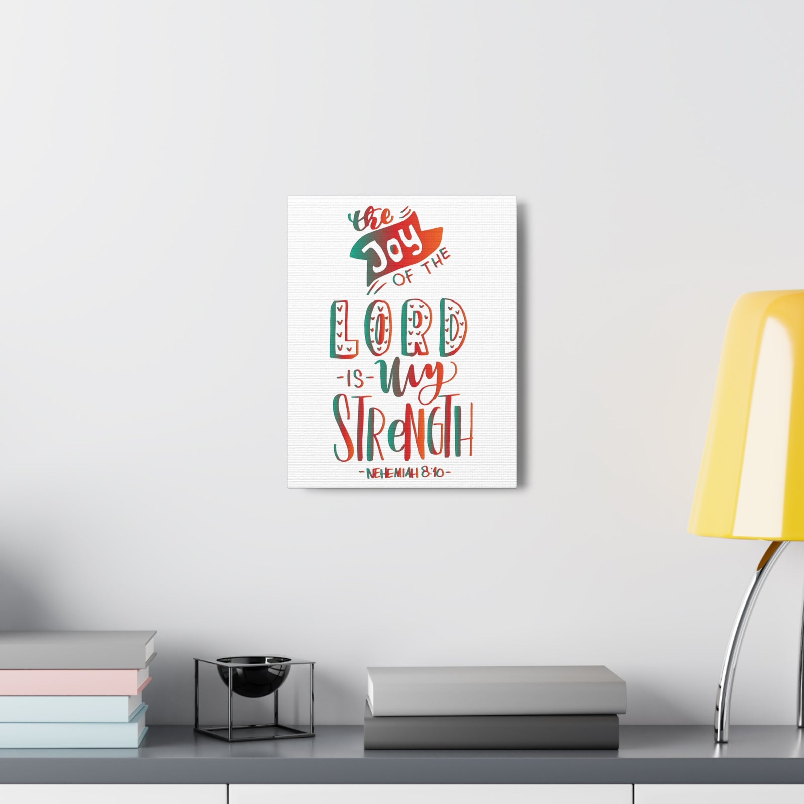 Scripture Canvas The Joy Of The Lord Nehemiah 8:10 Christian Wall Art Bible Verse Print Ready To Hang-Express Your Love Gifts