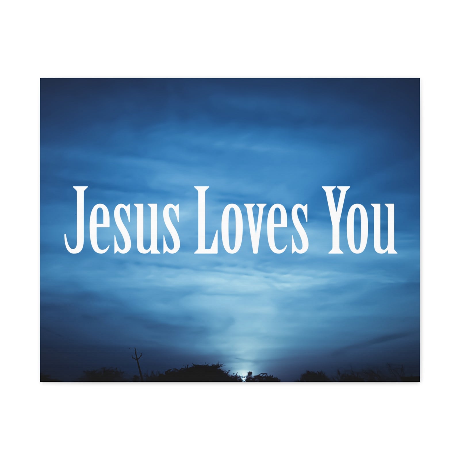 Scripture Canvas Jesus Loves You John 3:16 Dark Blue Sky Christian Wall Art Bible Verse Print Ready to Hang-Express Your Love Gifts