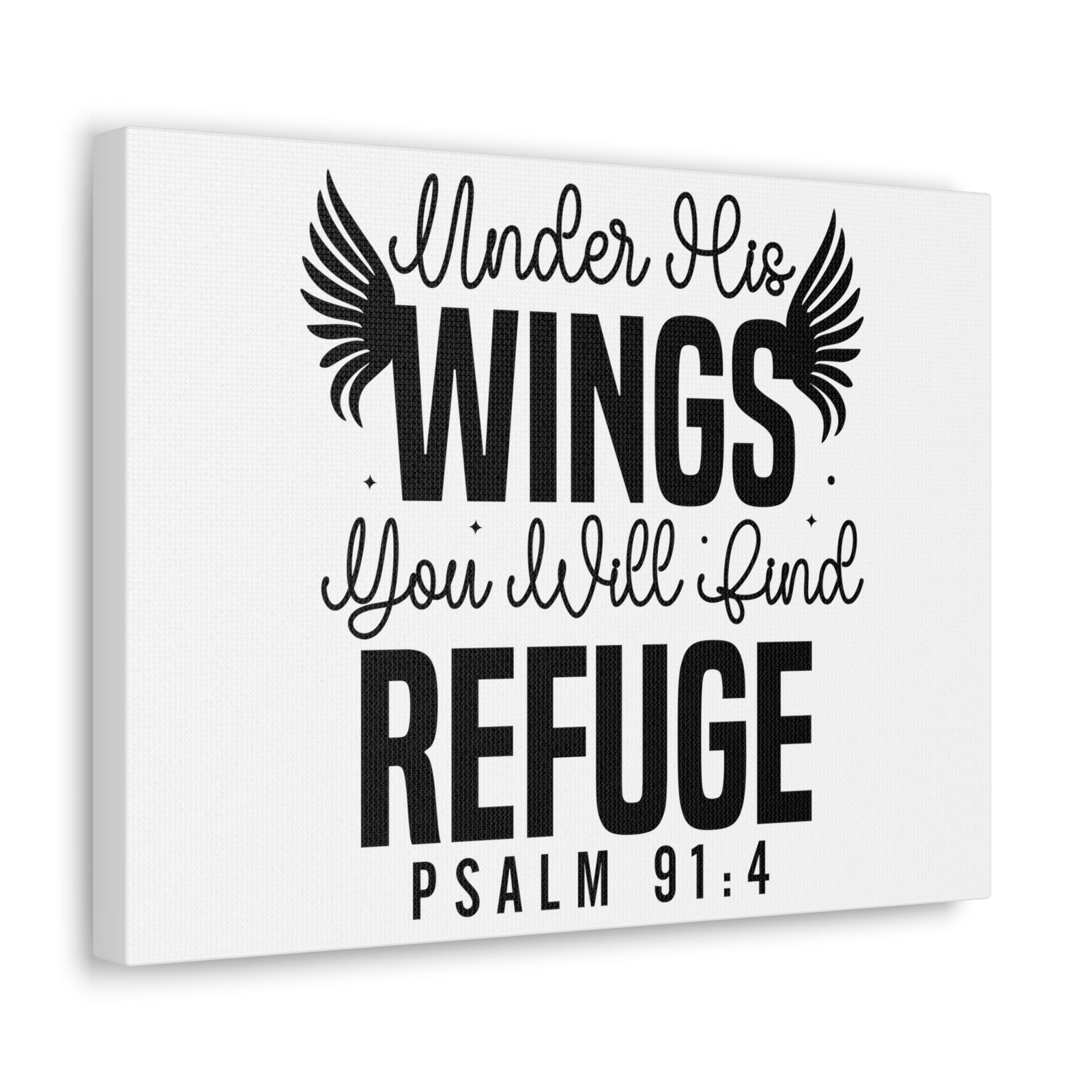 Scripture Walls Psalm 91:4 Under His Wings Bible Verse Canvas Christian Wall Art Ready to Hang Unframed-Express Your Love Gifts