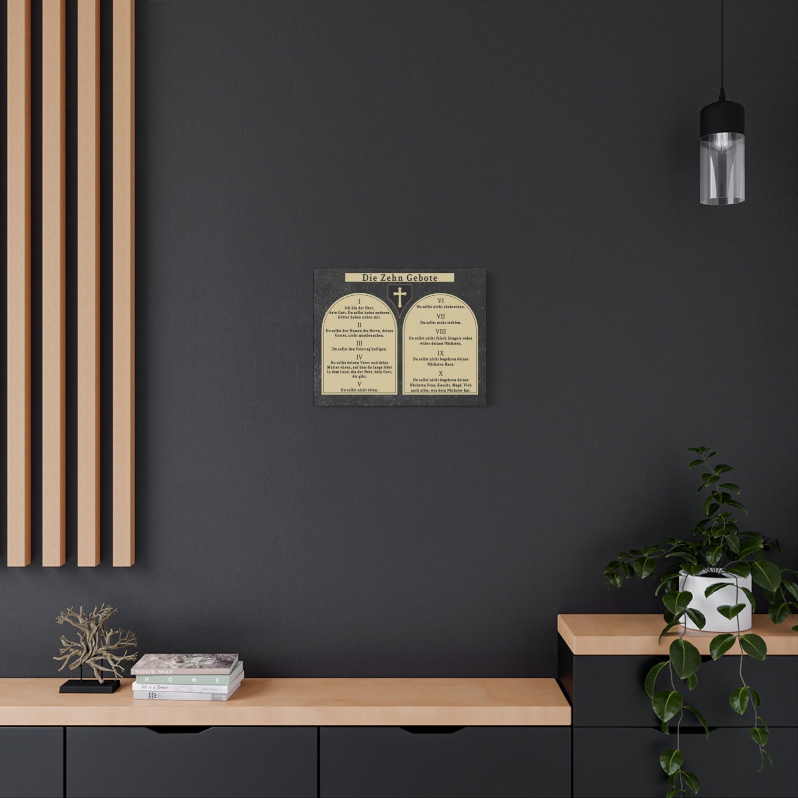 Scripture Walls Die Zehn Gebote Ten Commandments Tablets German Bible Verse Canvas Christian Wall Art Ready to Hang Unframed-Express Your Love Gifts