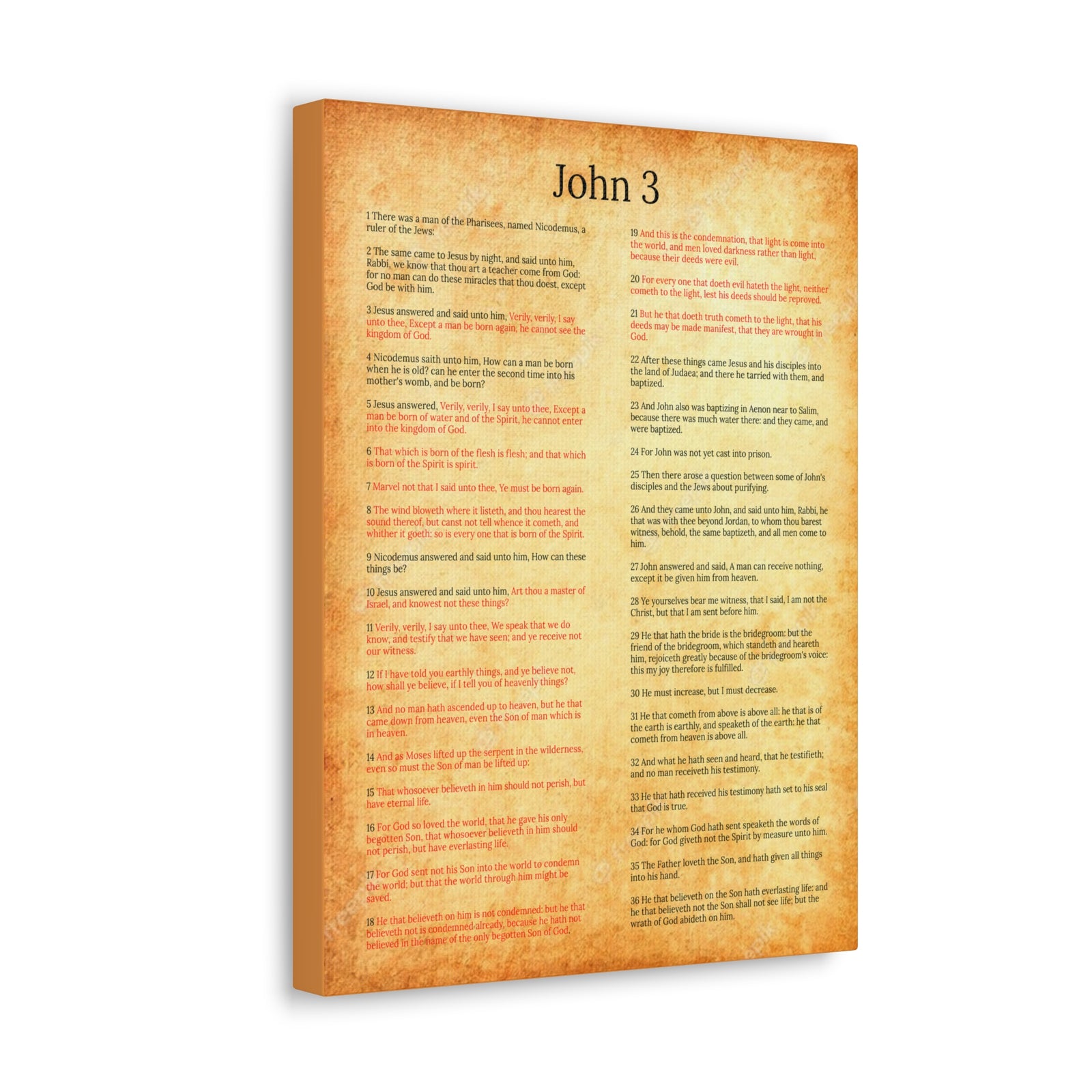 Scripture Walls John 3 Jesus and Nicodemus Gold Christian Wall Art Print Ready to Hang Unframed-Express Your Love Gifts