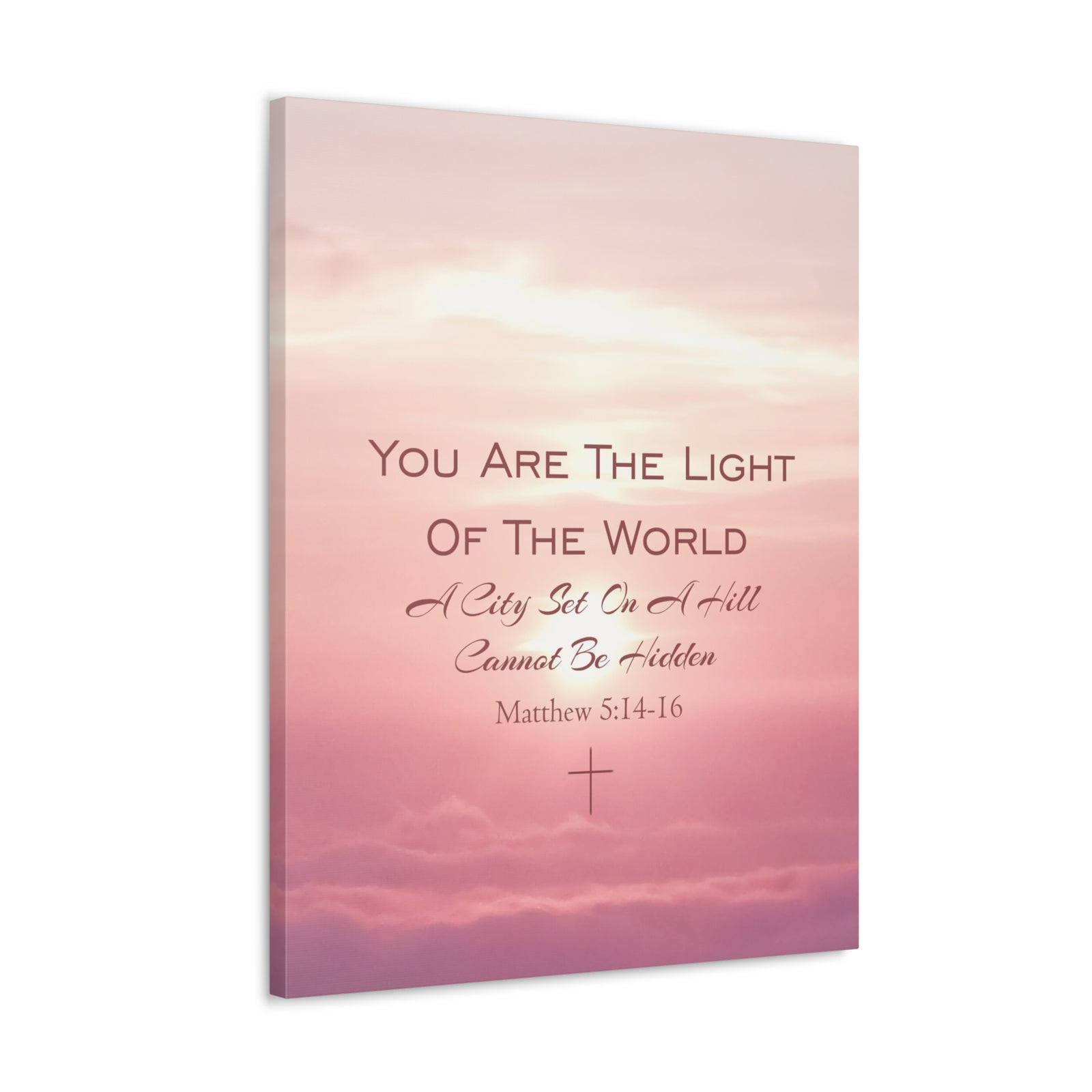 Scripture Canvas Light Of The World Matthew 5:14-16 Christian Wall Art Bible Verse Print Ready to Hang-Express Your Love Gifts