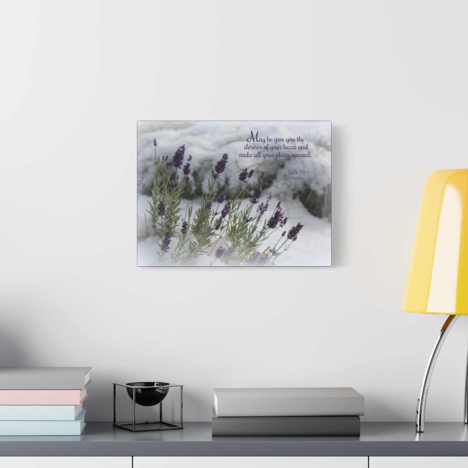 Scripture Canvas Desires Of Your Heart Psalm 20:4 Christian Wall Art Bible Verse Print Ready to Hang-Express Your Love Gifts