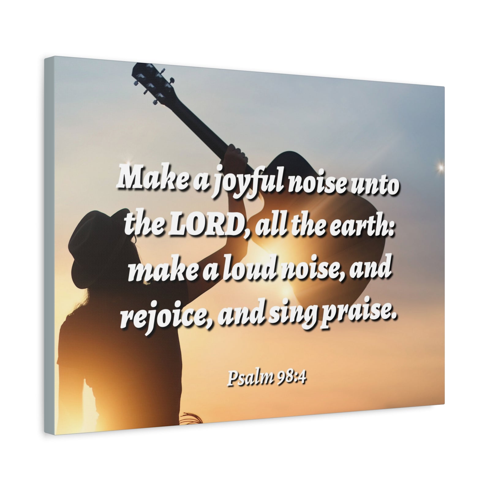 Scripture Canvas Sing Praise Psalm 98:4 Christian Wall Art Bible Verse Print Ready to Hang-Express Your Love Gifts