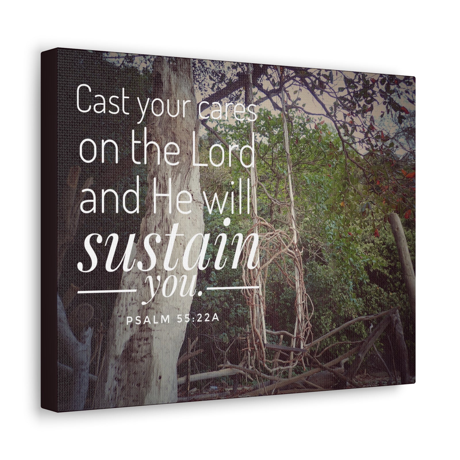 Scripture Walls He Will Sustain You Psalm 55:22 Bible Verse Canvas Christian Wall Art Ready to Hang-Express Your Love Gifts