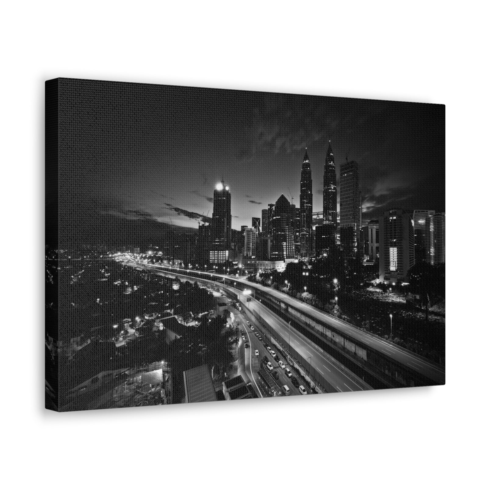 Kuala Lumpur Black And White Skyline Canvas Artwork High-Quality Breathtaking Stunning Cityscape for Home Decor Ready to Hang-Express Your Love Gifts