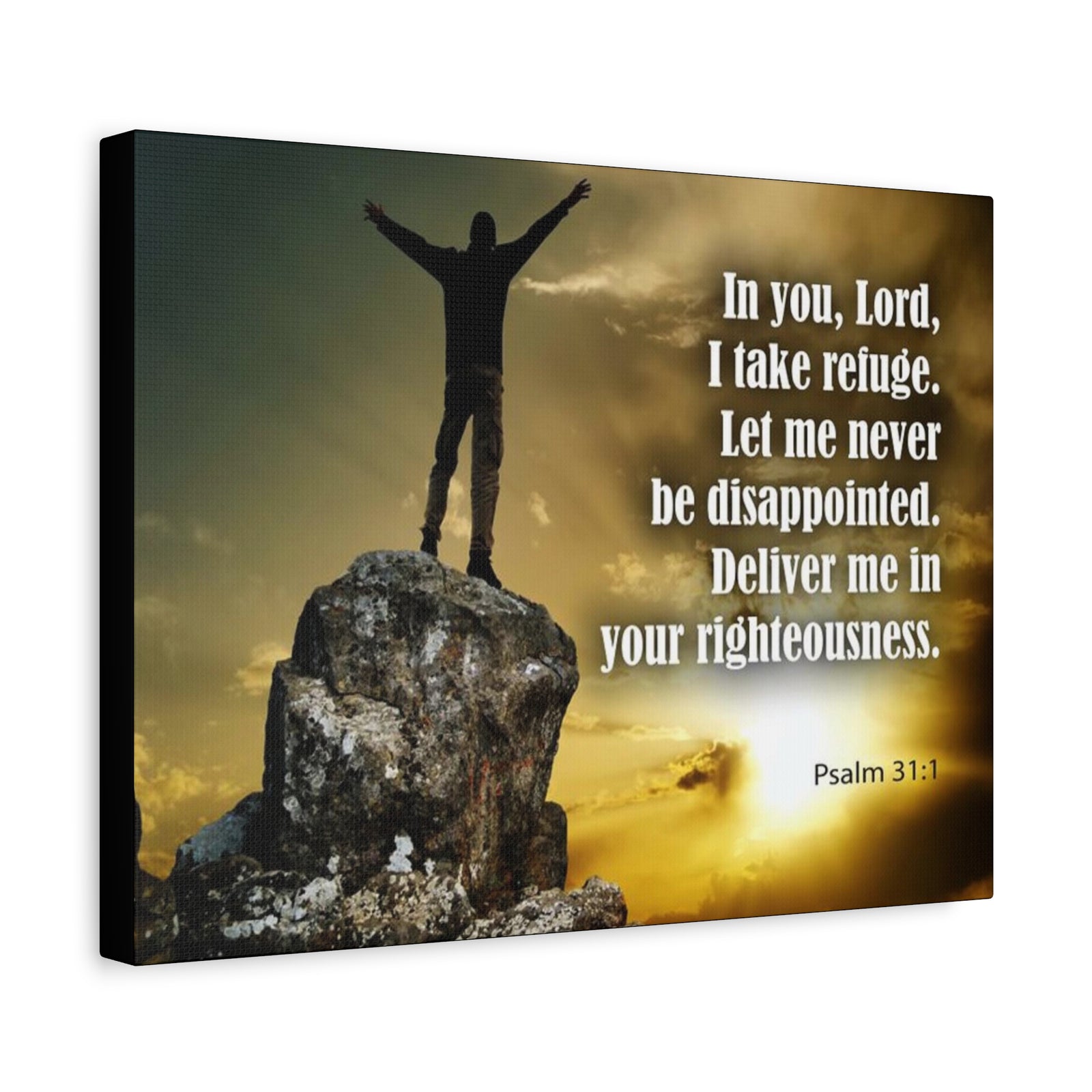 Scripture Canvas Never Be Disappointed Psalm 31:1 Christian Wall Art Bible Verse Print Ready to Hang-Express Your Love Gifts