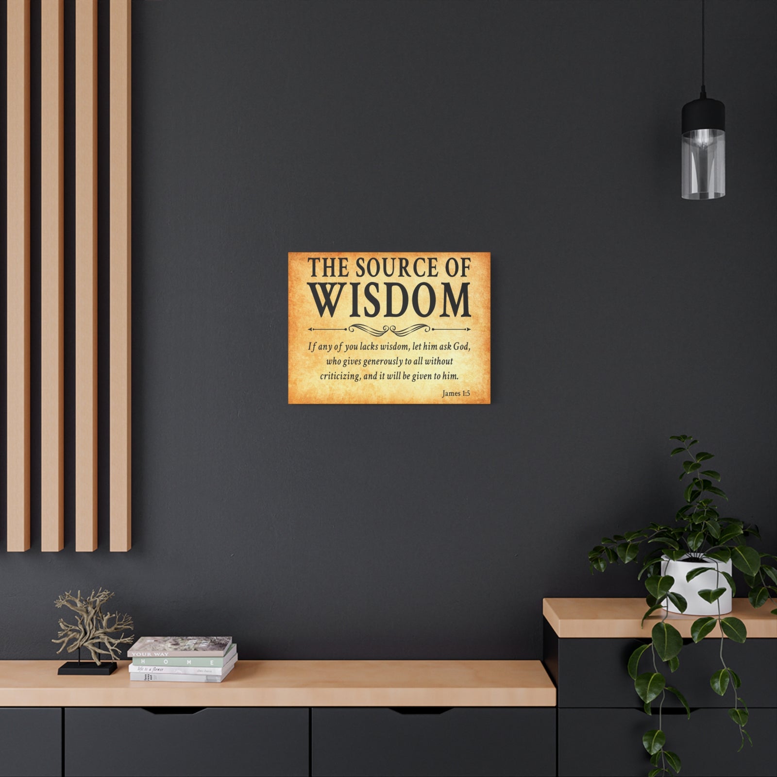 Scripture Walls James 1:5 The Source of Wisdom Gold Bible Verse Canvas Christian Wall Art Ready to Hang Unframed-Express Your Love Gifts