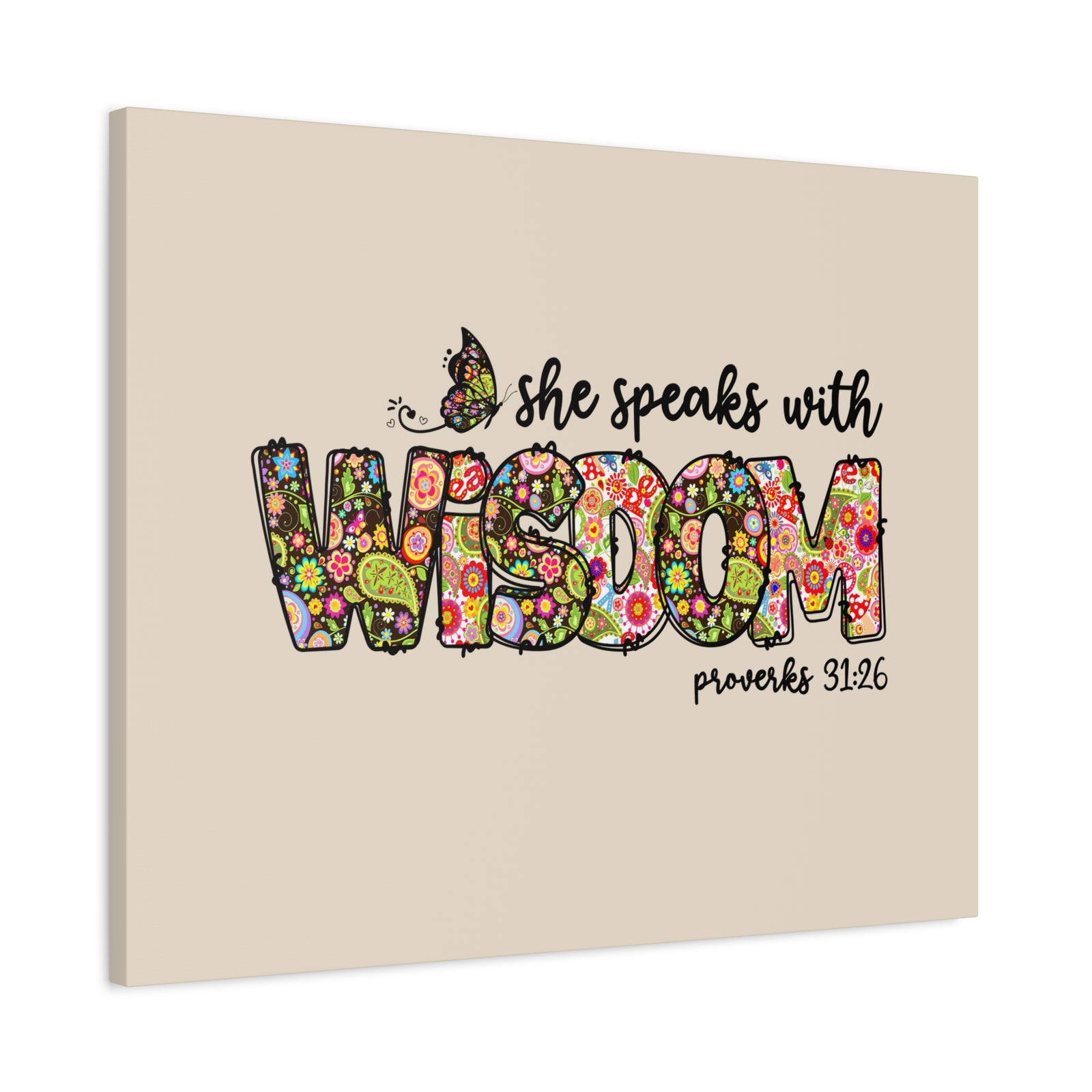 Scripture Walls She Speaks With Wisdom Proverbs 31:26 Bible Verse Canvas Christian Wall Art Ready to Hang-Express Your Love Gifts