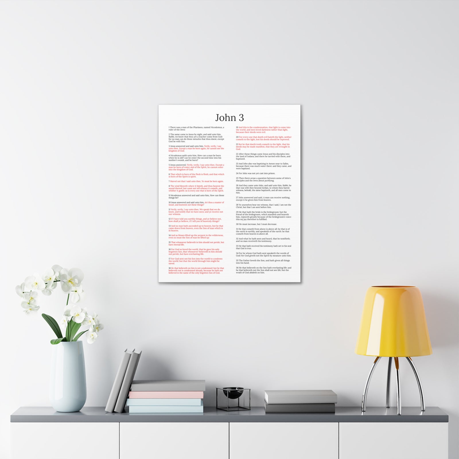 Scripture Walls John 3 Jesus and Nicodemus White Christian Wall Art Print Ready to Hang Unframed-Express Your Love Gifts
