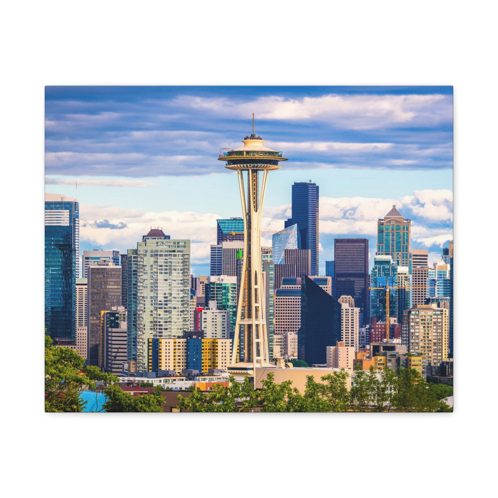 Seattle Daytime Skyline Canvas Artwork High-Quality Breathtaking Stunning Cityscape for Home Decor Ready to Hang-Express Your Love Gifts
