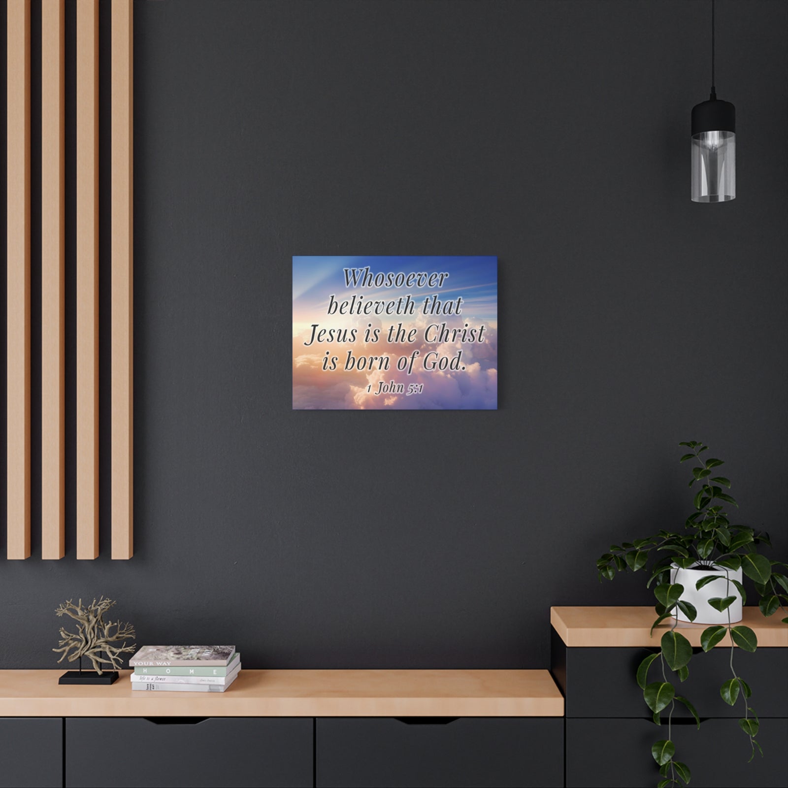 Scripture Walls 1 John 5:1 Jesus is the Christ Bible Verse Canvas Christian Wall Art Ready to Hang Unframed-Express Your Love Gifts