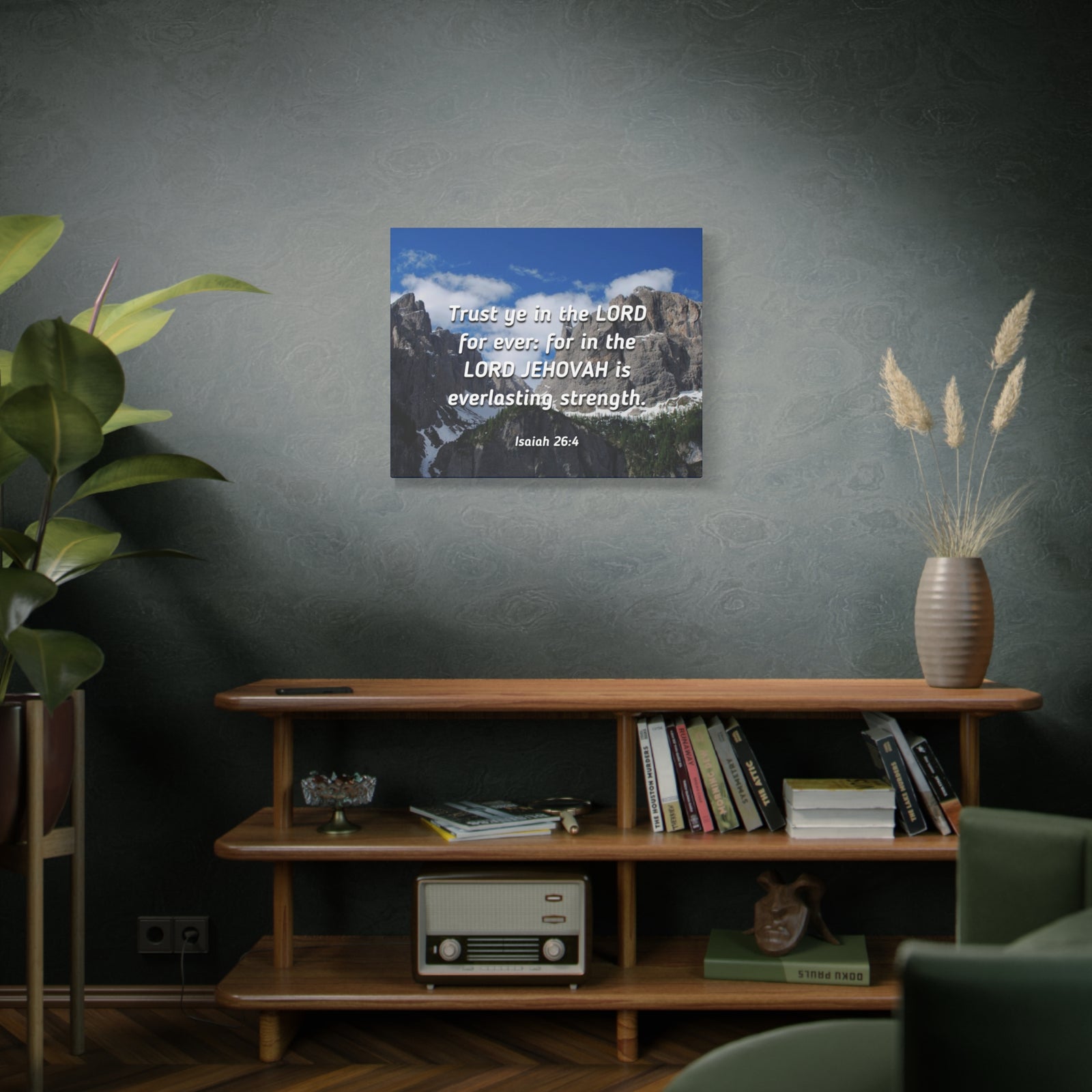 Scripture Canvas Everlasting Strength Isaiah 26:4 Christian Wall Art Bible Verse Print Ready to Hang-Express Your Love Gifts