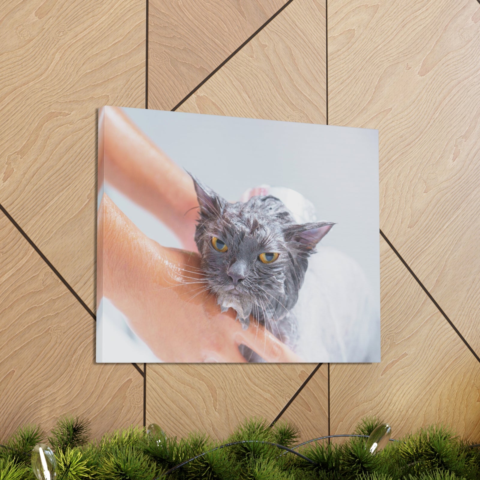 Cute Persian Cat Bath Canvas Wall Art for Home Decor Ready-to-Hang-Express Your Love Gifts