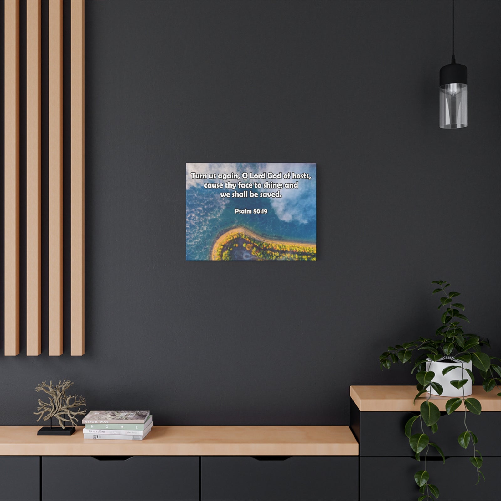 Bible Verse Canvas Turn Us Again Psalm 80:19 Christian Home Décor Wall Art Scripture Ready to Hang Faith Print-Express Your Love Gifts