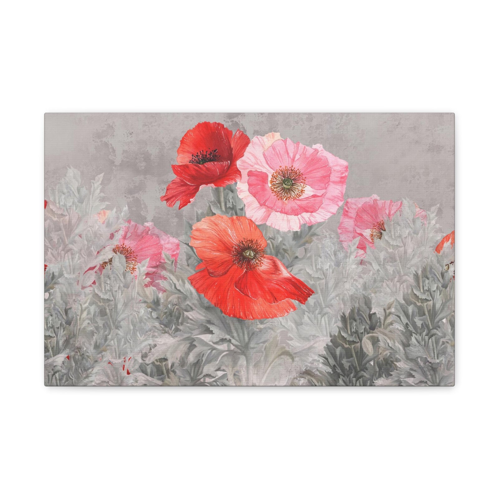 Poppies Flowers Illustration Flower Canvas Wall Art for Home Decor Ready-to-Hang-Express Your Love Gifts