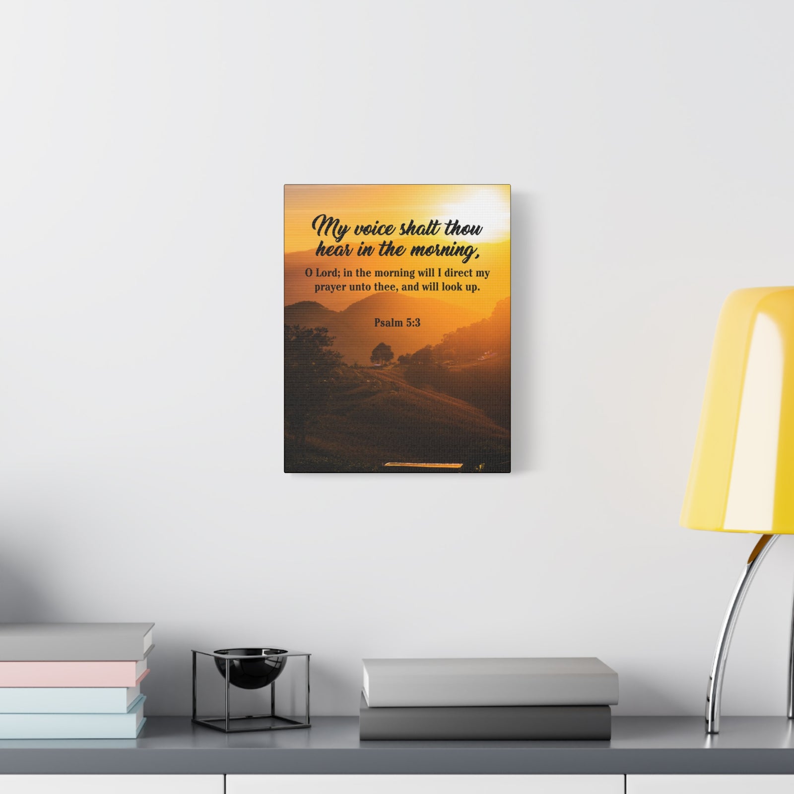 Bible Verse Canvas Morning Prayer Psalm 5:3 Christian Home Decor Scripture Art-Express Your Love Gifts