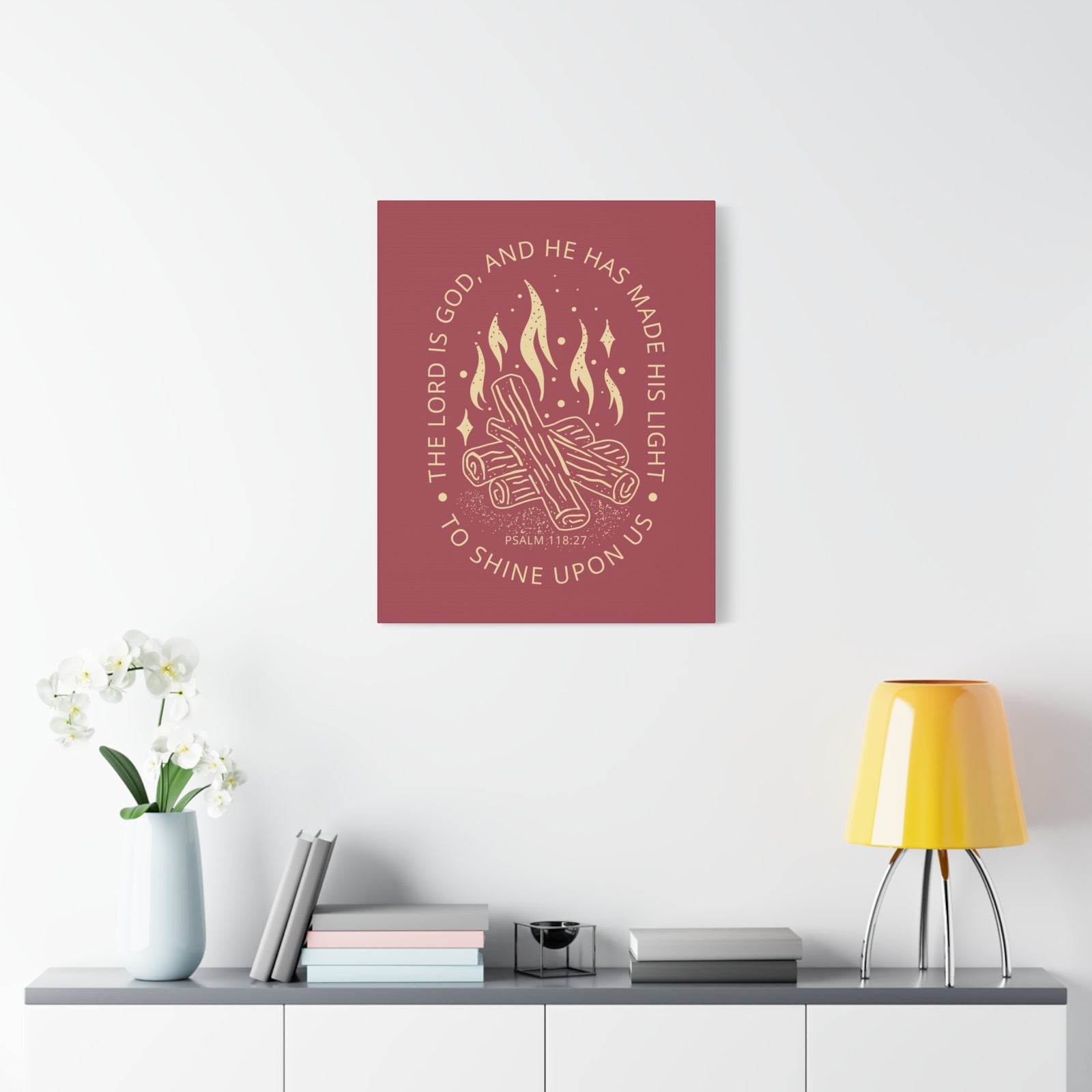 Scripture Canvas His Light Psalm 118:27 Christian Wall Art Bible Verse Print Ready to Hang-Express Your Love Gifts