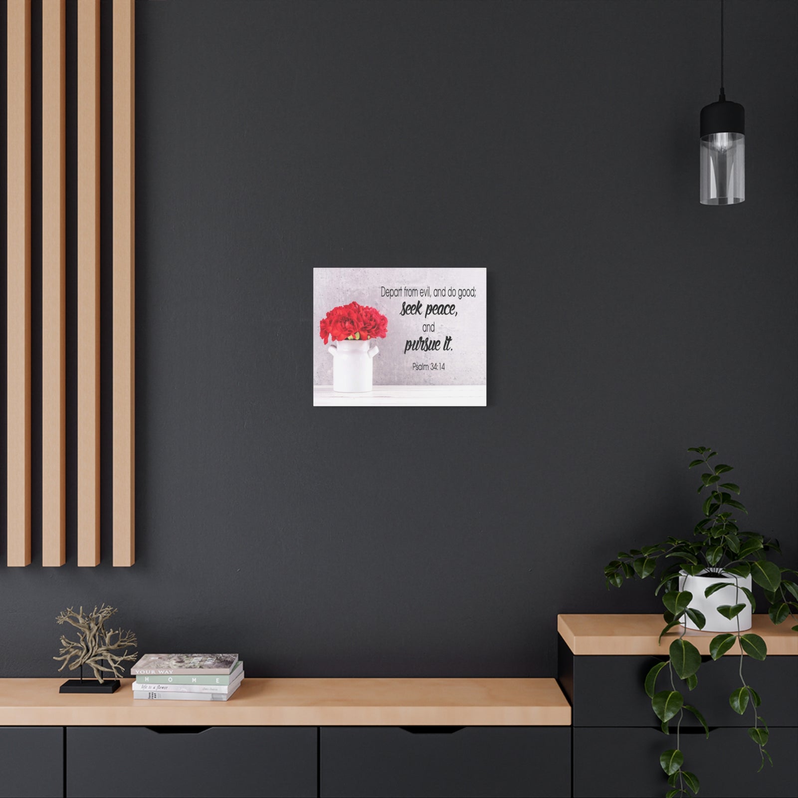 Scripture Canvas Seek Peace and Pursue It Psalm 34:14 Christian Wall Art Bible Verse Print Ready to Hang-Express Your Love Gifts