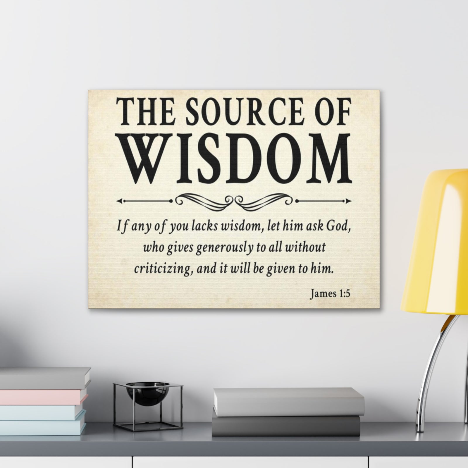 Scripture Walls James 1:5 The Source of Wisdom White Bible Verse Canvas Christian Wall Art Ready to Hang Unframed-Express Your Love Gifts