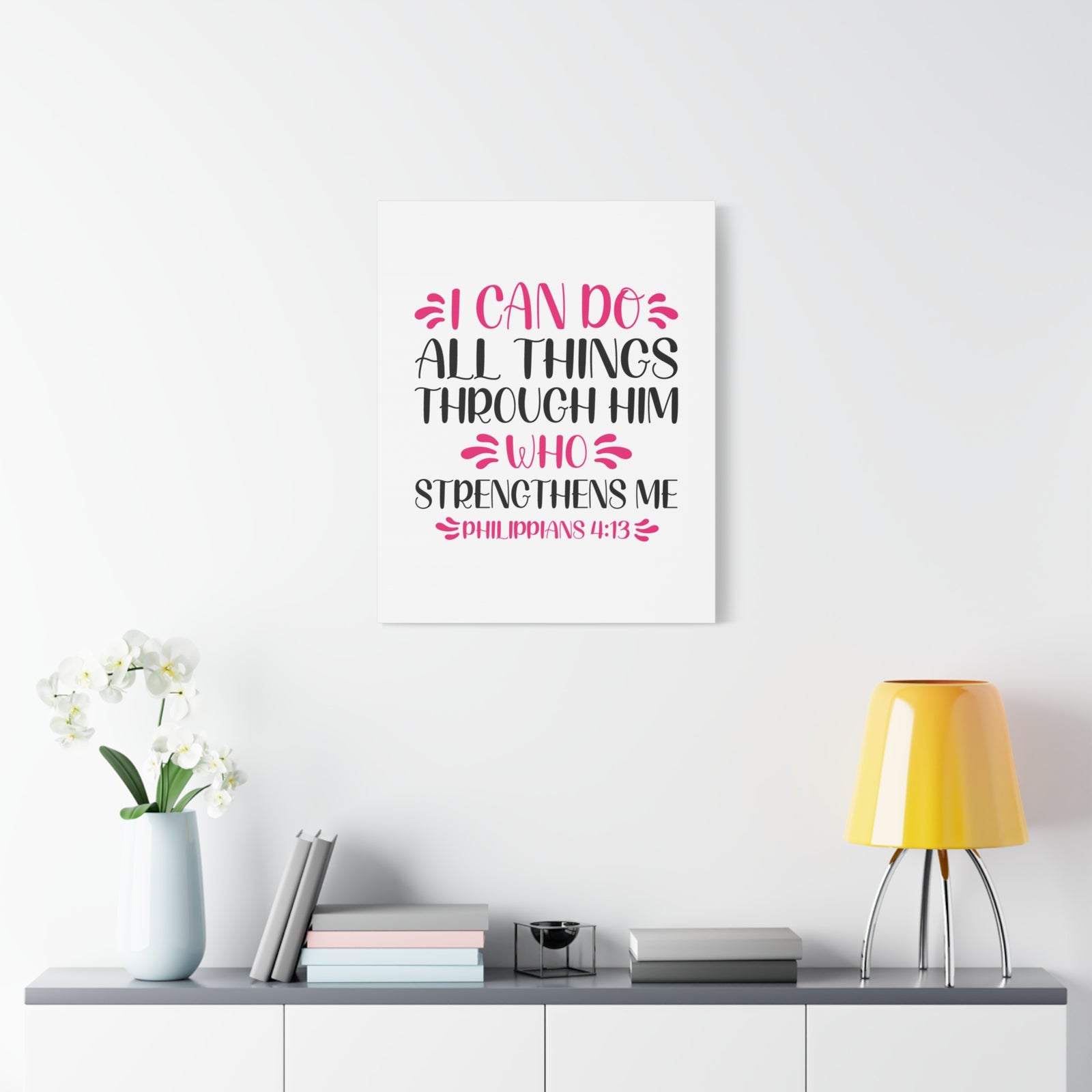 Scripture Canvas Who Strengthens Me Philippians 4:13 Christian Wall Art Bible Verse Print Ready to Hang-Express Your Love Gifts